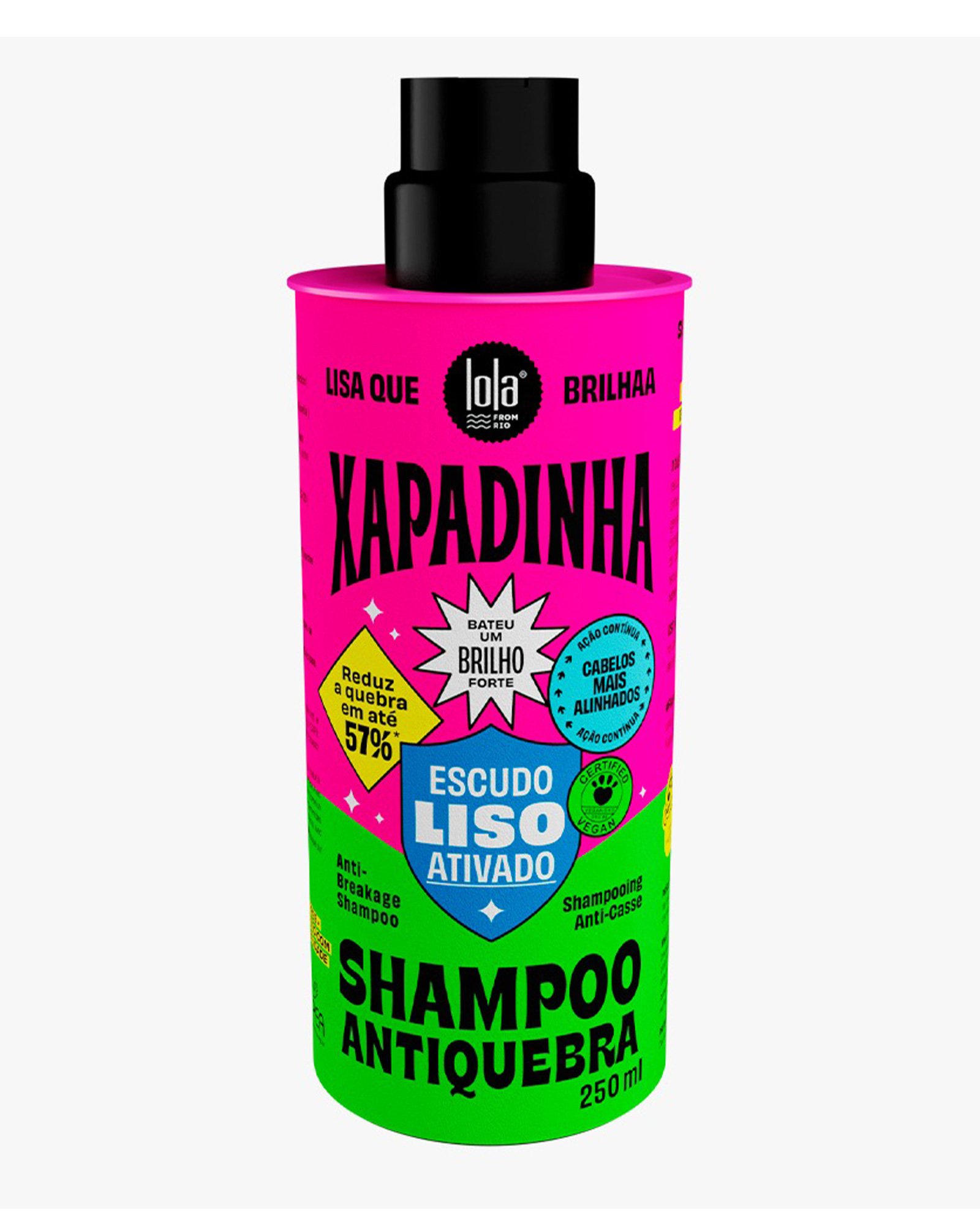 Kit shampoo antiquebra 250ml + máscara disciplinante 450g + finalizador 50ml + bálsamo 200ml Xapadinha | Lola Cosmetics