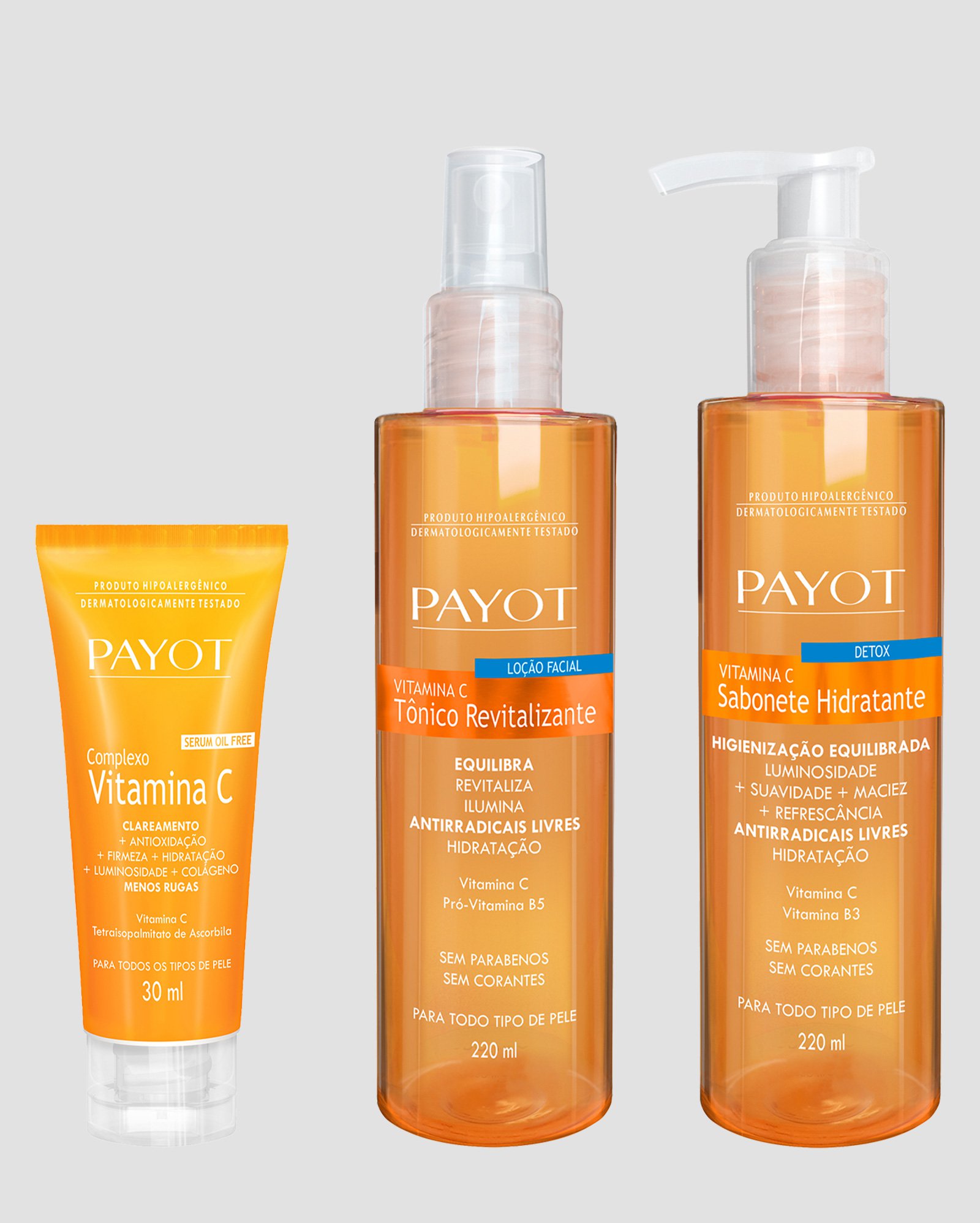 Kit complexo facial 30ml + sabonete líquido 220ml + tônico revitalizante 220ml | Payot