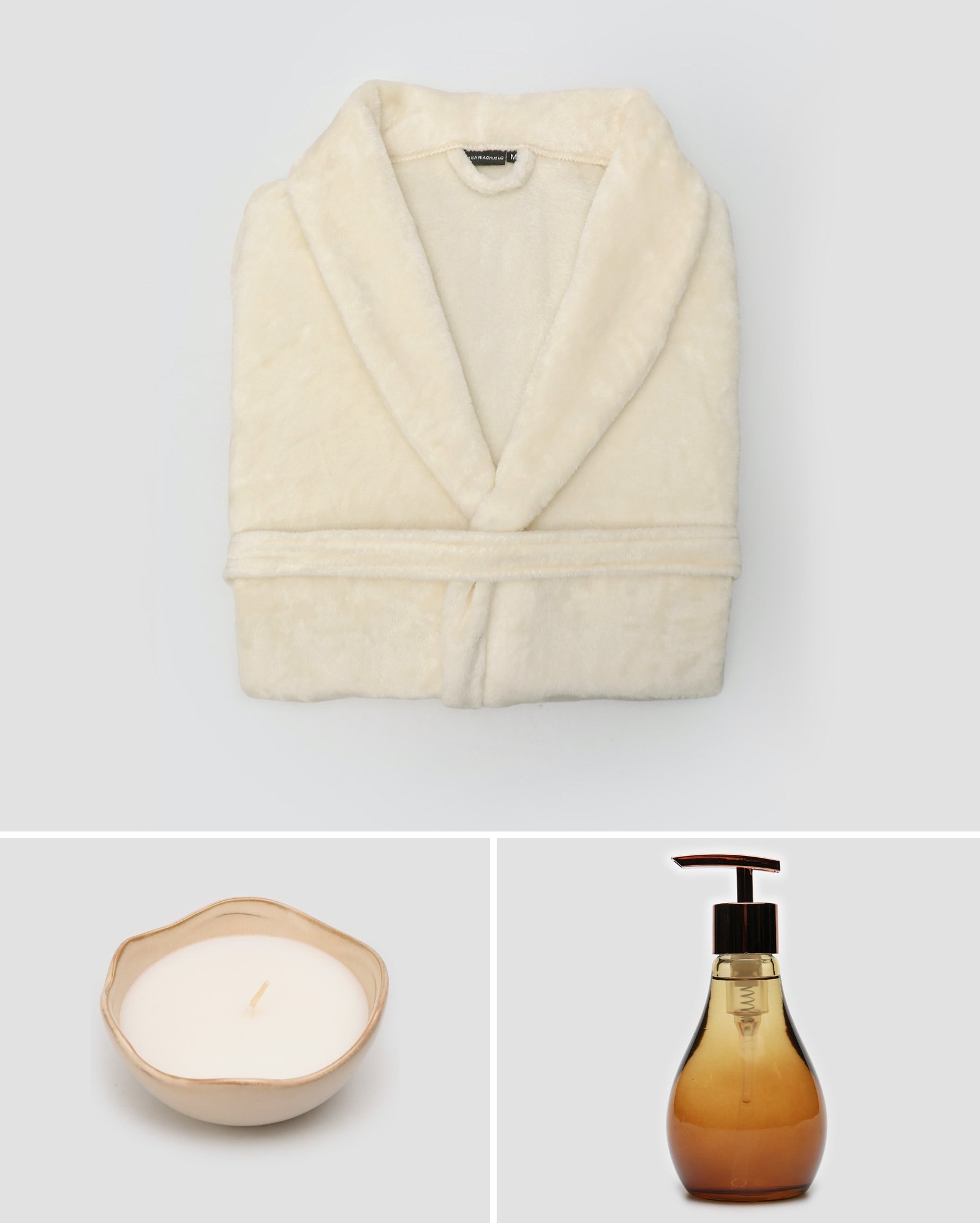 Kit roupão em fleece com faixa + vela aromática Mystic Garden + sabonete líquido 260ml multicor | Casa Riachuelo