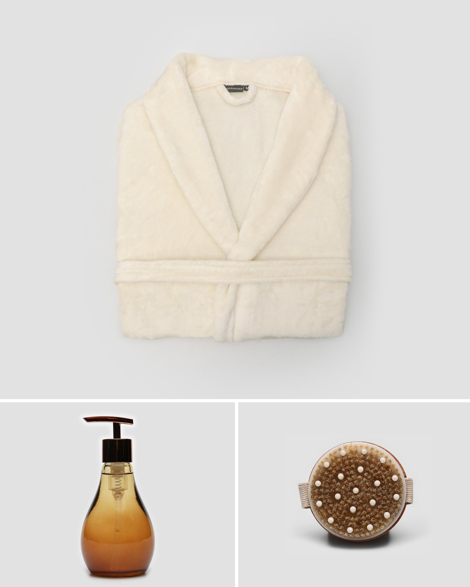 Kit roupão em fleece com faixa + massageador corporal + sabonete líquido 260ml multicor | Casa Riachuelo