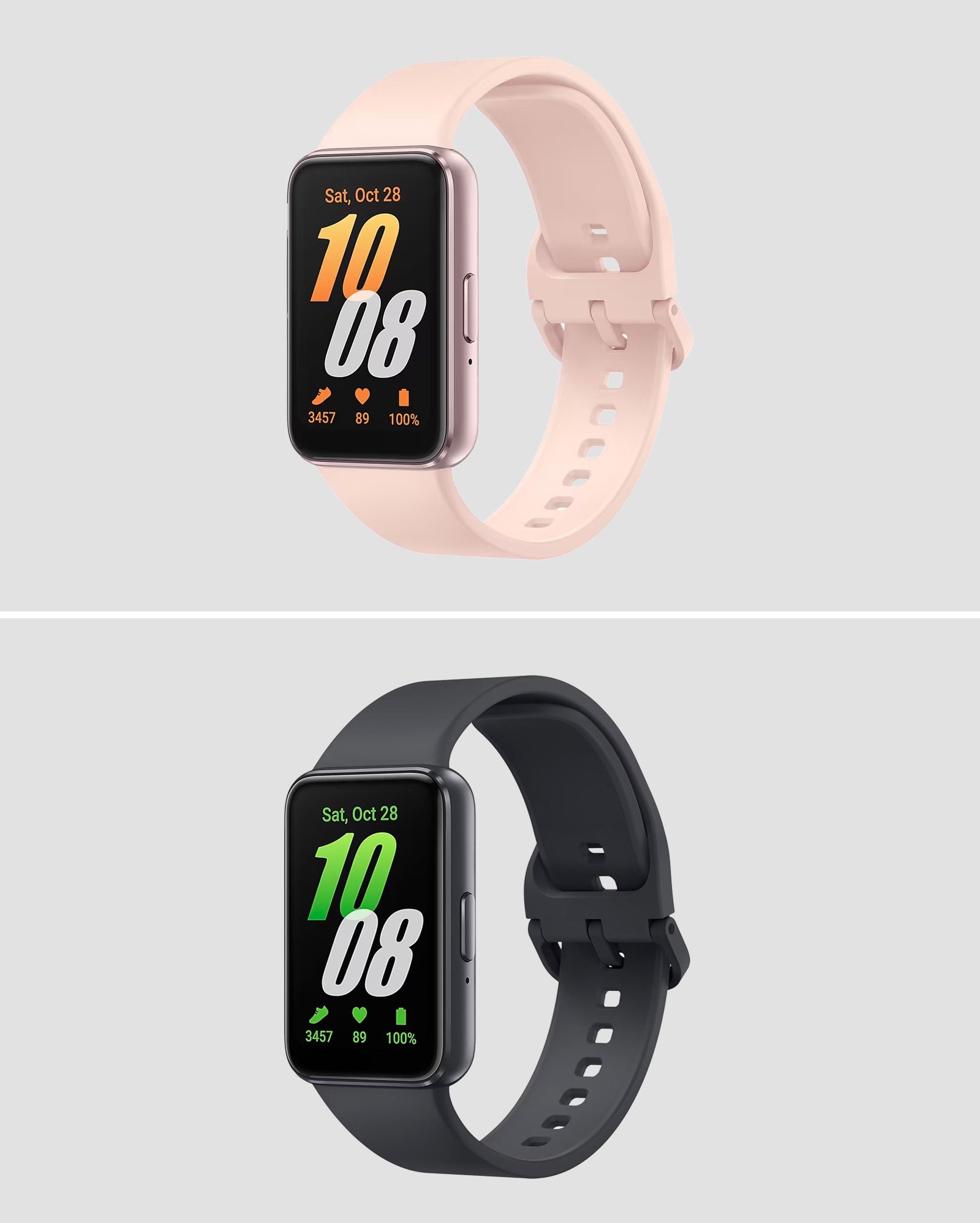 Kit smartwatch Galaxy Fit3 display 2 unidades rosé e grafite | Samsung