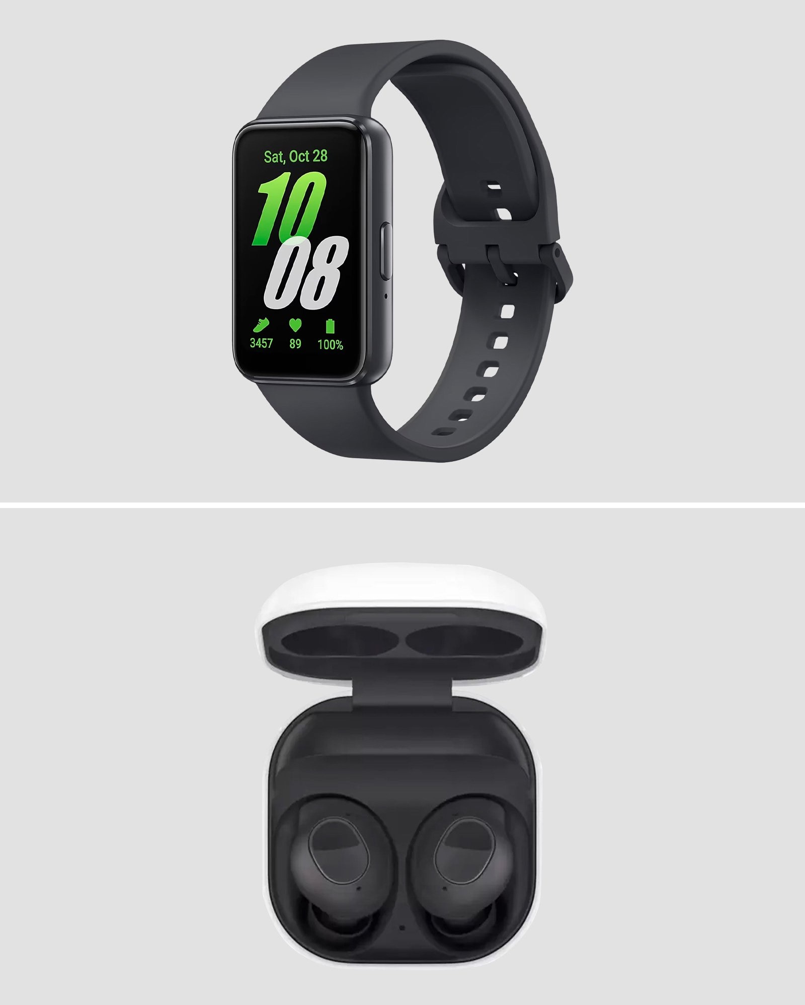 Kit smartwatch Galaxy Fit3 display + fone de ouvido cinza | Samsung
