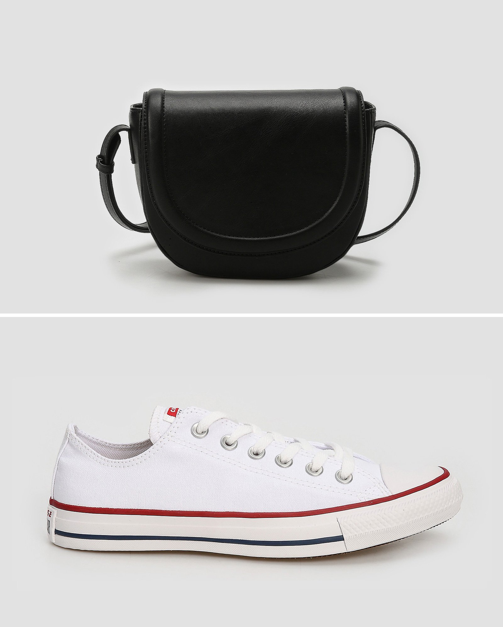 Kit tênis feminino Chuck Taylor + bolsa tiracolo de poliuretano multicor | Converse All Star + Riachuelo