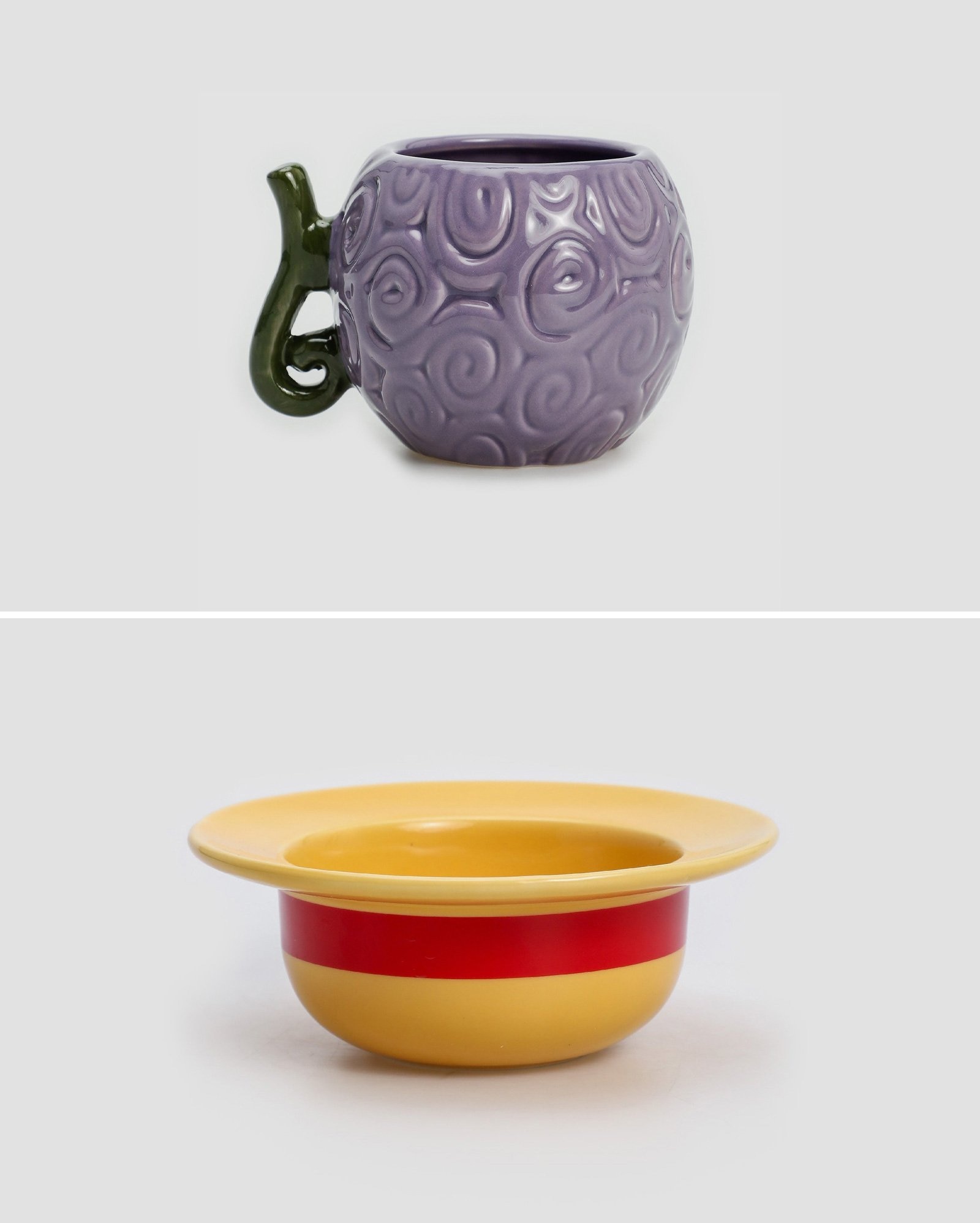 Kit caneca Gomu Gomu No Mi + bowl de cerâmica chapéu Luffy multicor | One Piece
