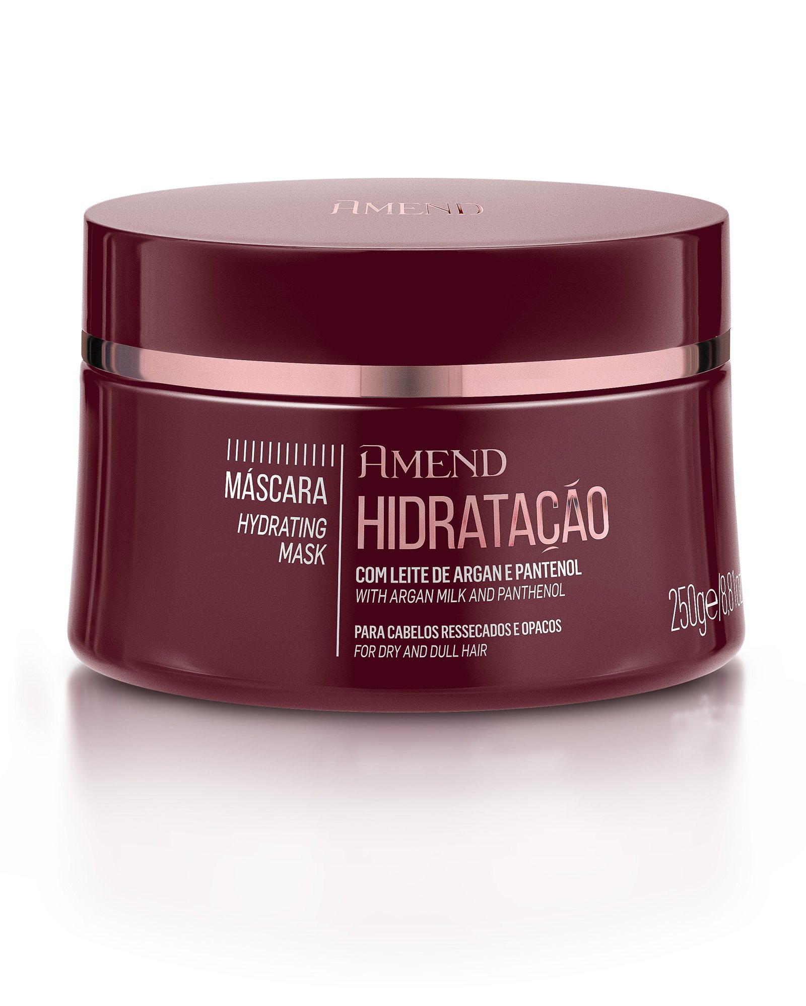 Kit máscara hidratação argan e pantenol 250g + máscara de nutrição óleo de girassol 250g + máscara reconstrução queratina 250g | Amend