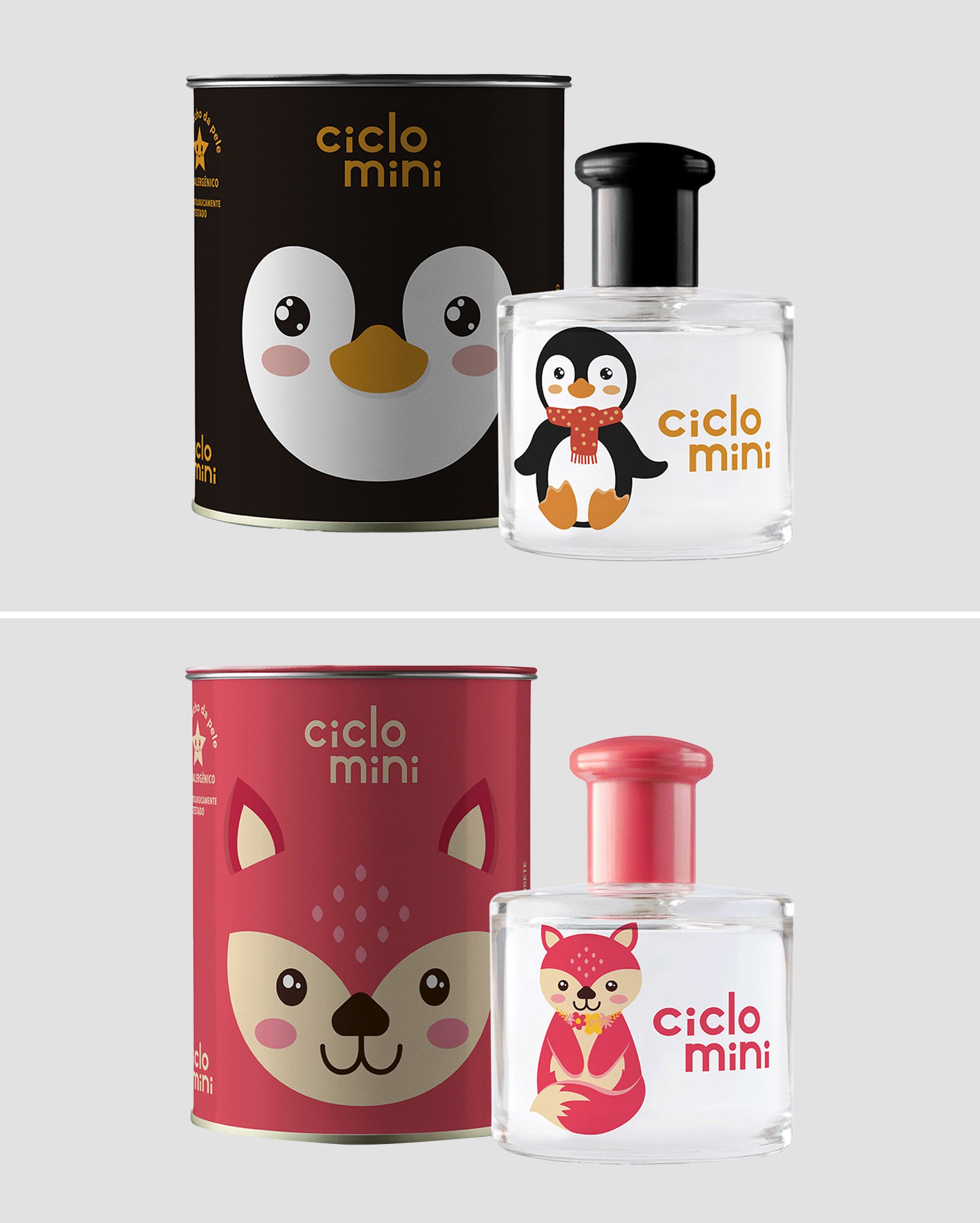 Kit água de colônia bebê Pingucho 100ml + água de colônia Raposete 100ml | Ciclo