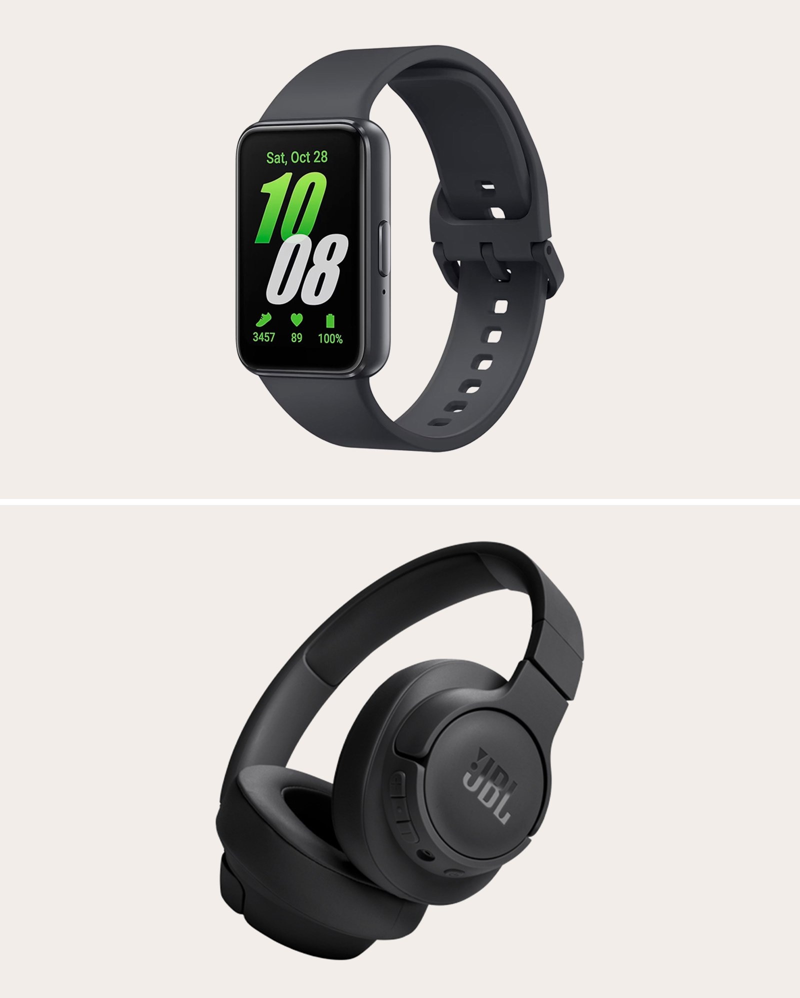 Kit smartwatch Galaxy Fit3 display 1.6 grafite Samsung + fone de ouvido over ear Tune BT preto JBL