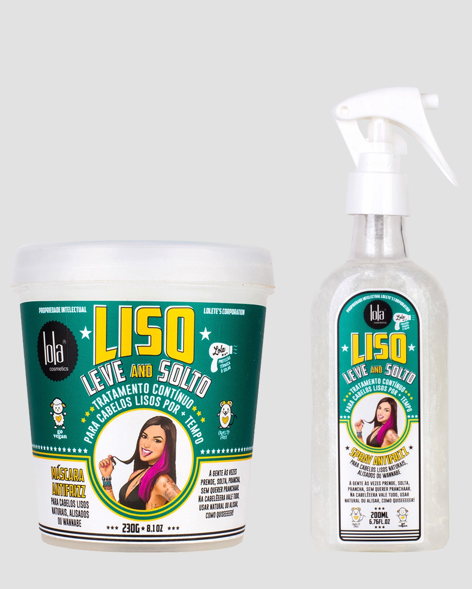 Kit máscara tratamento Liso Leve and Solto 230g + spray antifrizz 200ml | Lola Cosmetics