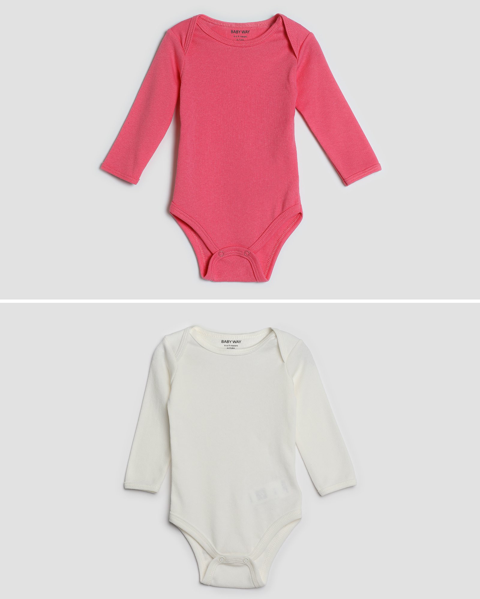 Kit body bebê 2 peças manga longa canelado multicor | Baby Way