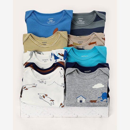 Kit body bebê 10 peças monstrinhos cachorrinhos + caixa presente M multicor | Carter's