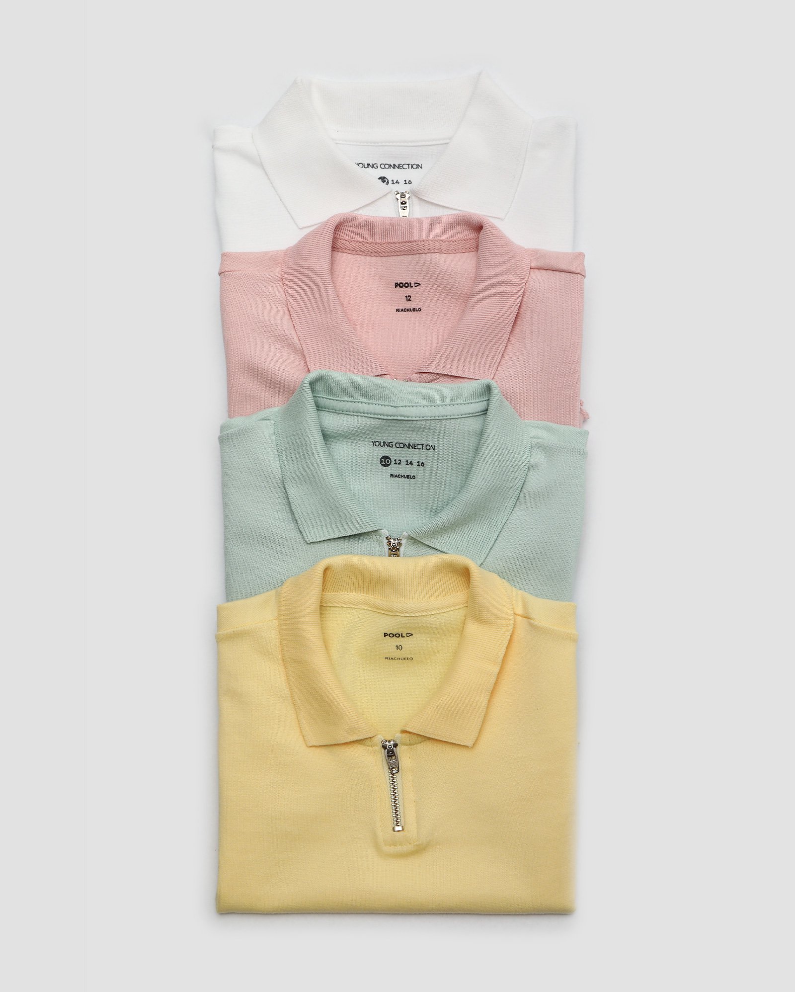 Kit camisa polo cropped juvenil 4 peças com zíper multicor | Pool