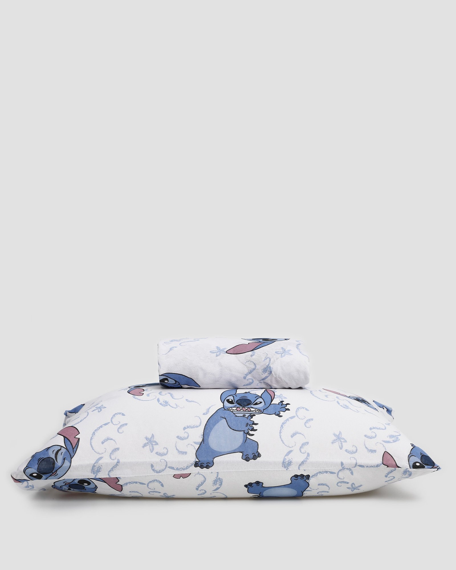 Kit jogo de cama solteiro 2 peças malha + manta infantil Stitch com capuz multicor | Disney
