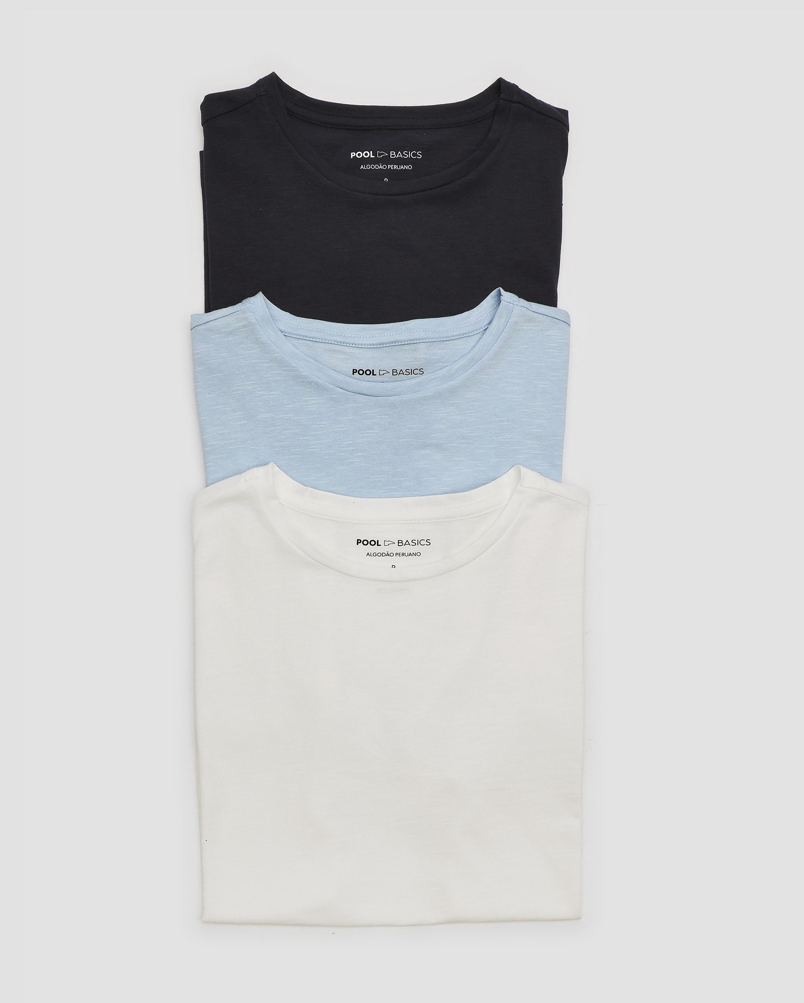 Kit camiseta feminina 3 peças em flamê algodão peruano multicor | Pool Basics