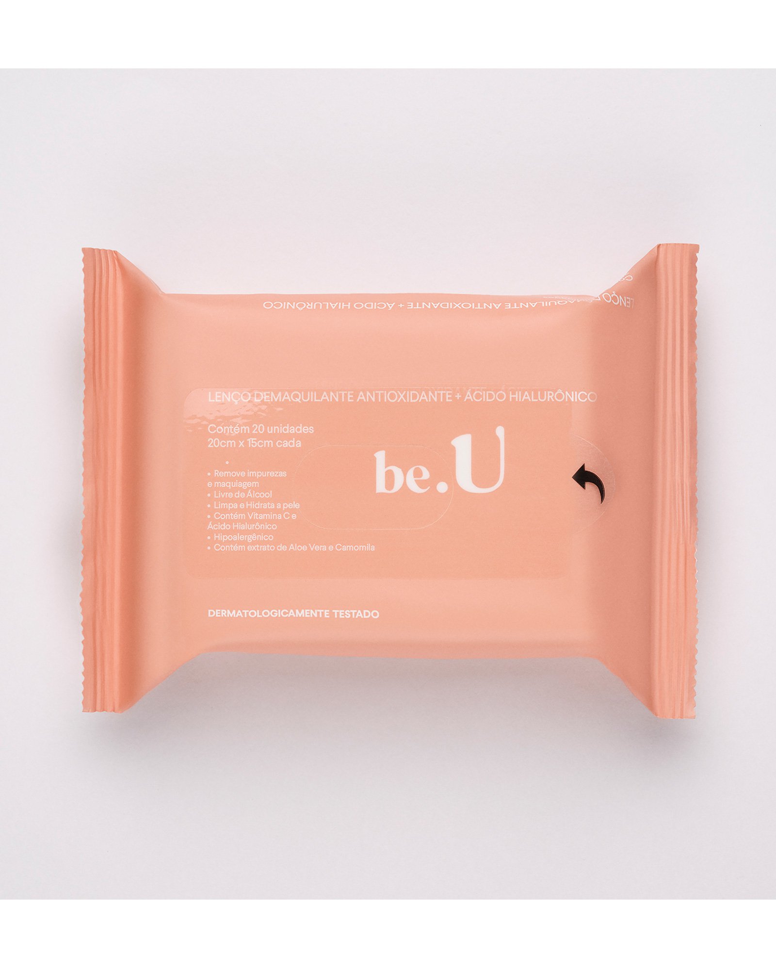 Kit lenço demaquilante 3 pacotes antioleosidade ácido hialurônico colágeno 20 unidades cada | be.U by Riachuelo