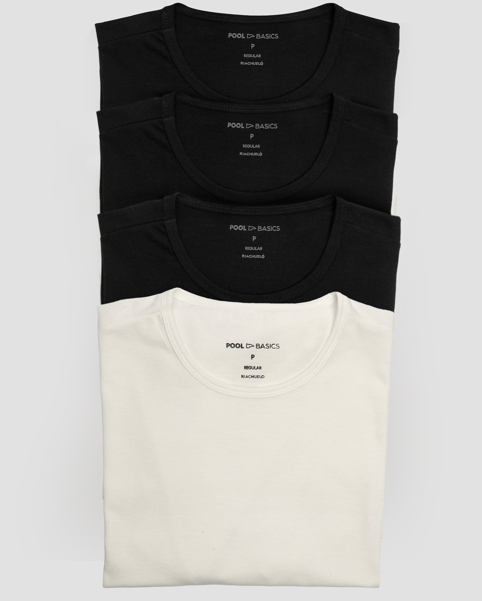 Kit camiseta masculina 4 peças regular básica manga curta multicor | Pool Basics
