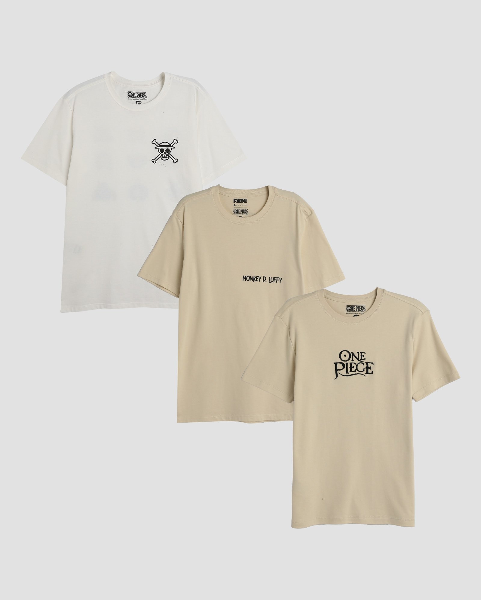 Kit camiseta masculina 3 peças One Piece multicor | FANLAB