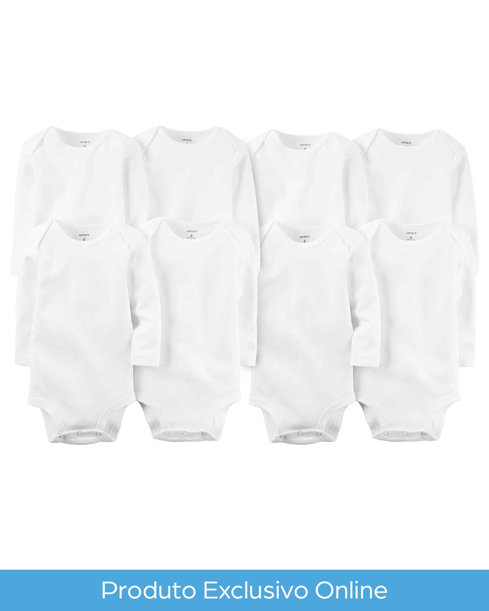 Kit body bebê 8 peças manga longa branco | Carter's