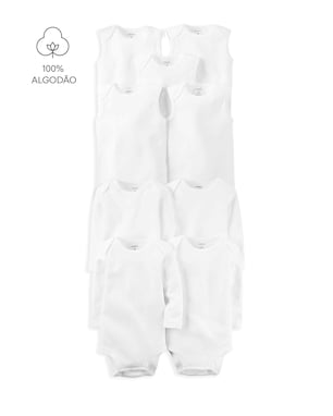 Kit body bebê 9 peças manga longa e regata branco | Carter's