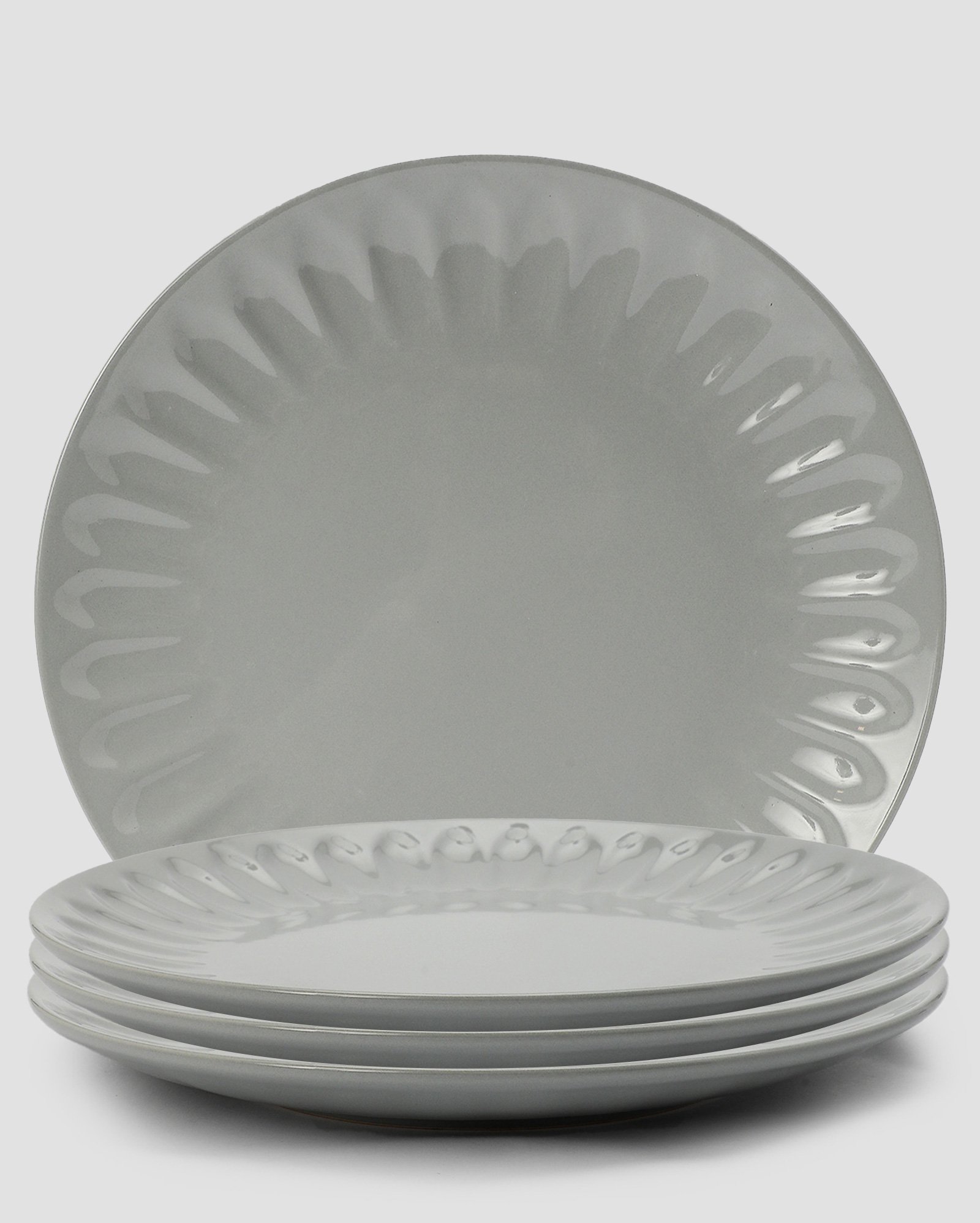 Conjunto prato raso 4 peças cerâmica básicos 27cm cinza | Casa Riachuelo