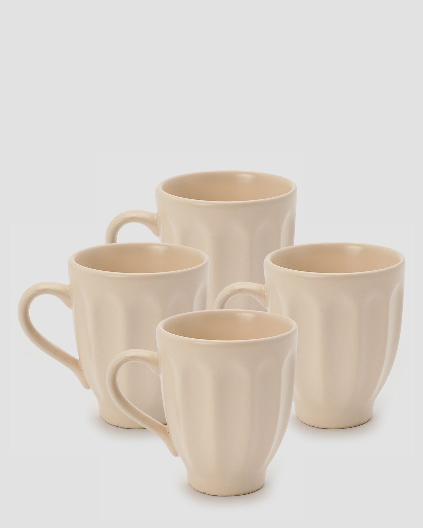 Conjunto caneca 4 peças de cerâmica básicos 280ml cada bege | Casa Riachuelo