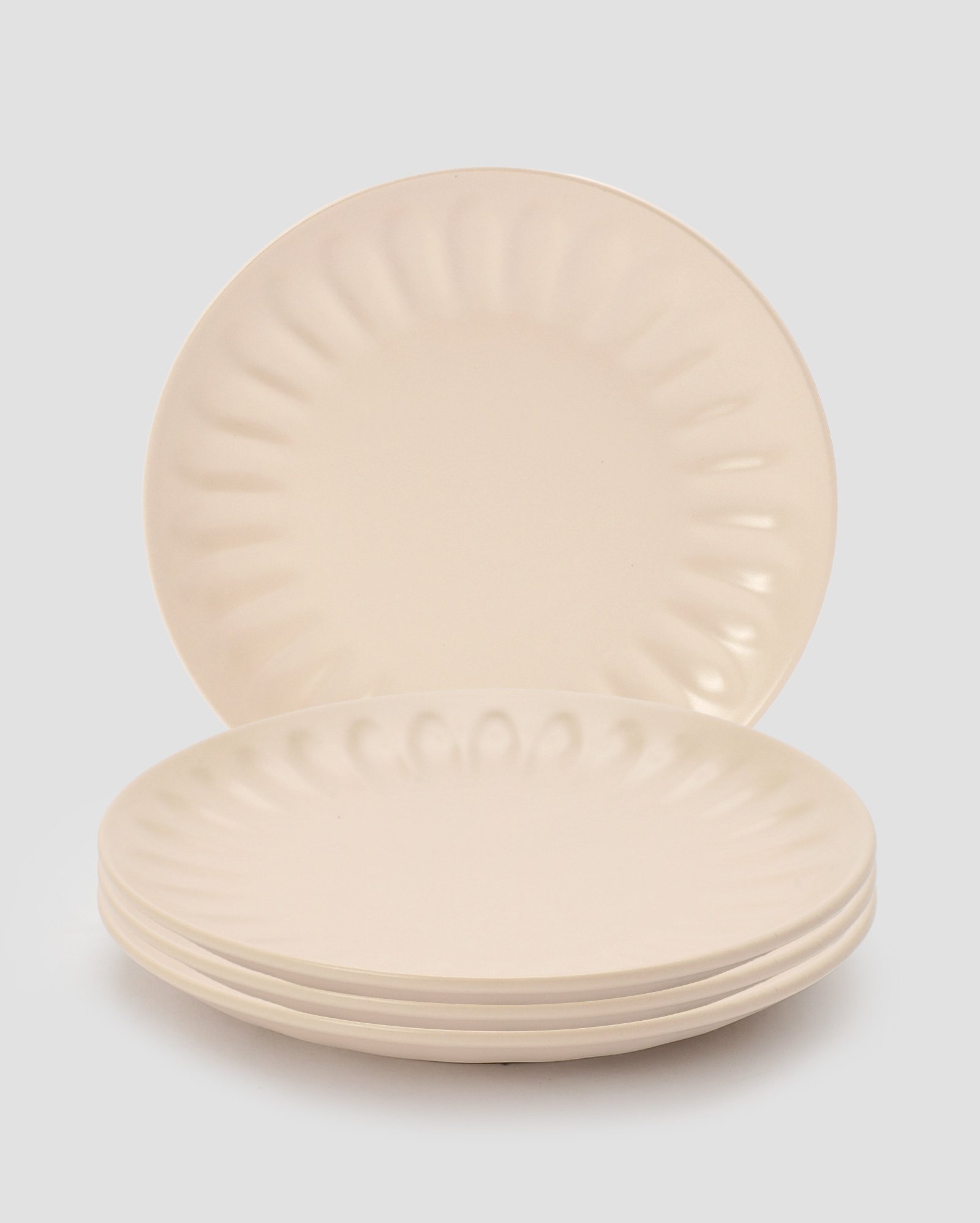 Conjunto prato de sobremesa 4 peças cerâmica básicos 21cm cada bege | Casa Riachuelo