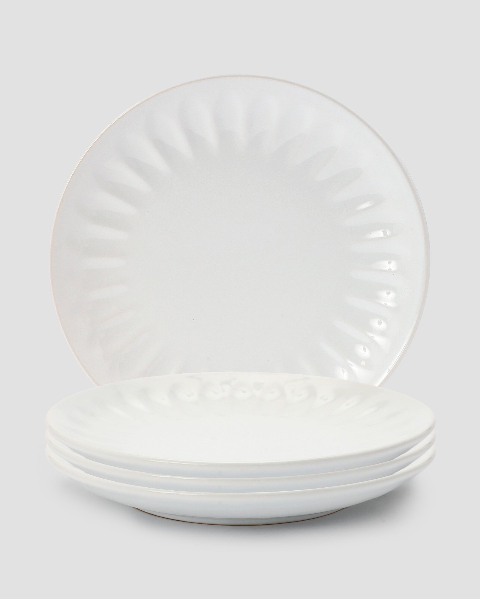 Conjunto prato de sobremesa 4 peças cerâmica básicos 21cm cada off-white | Casa Riachuelo
