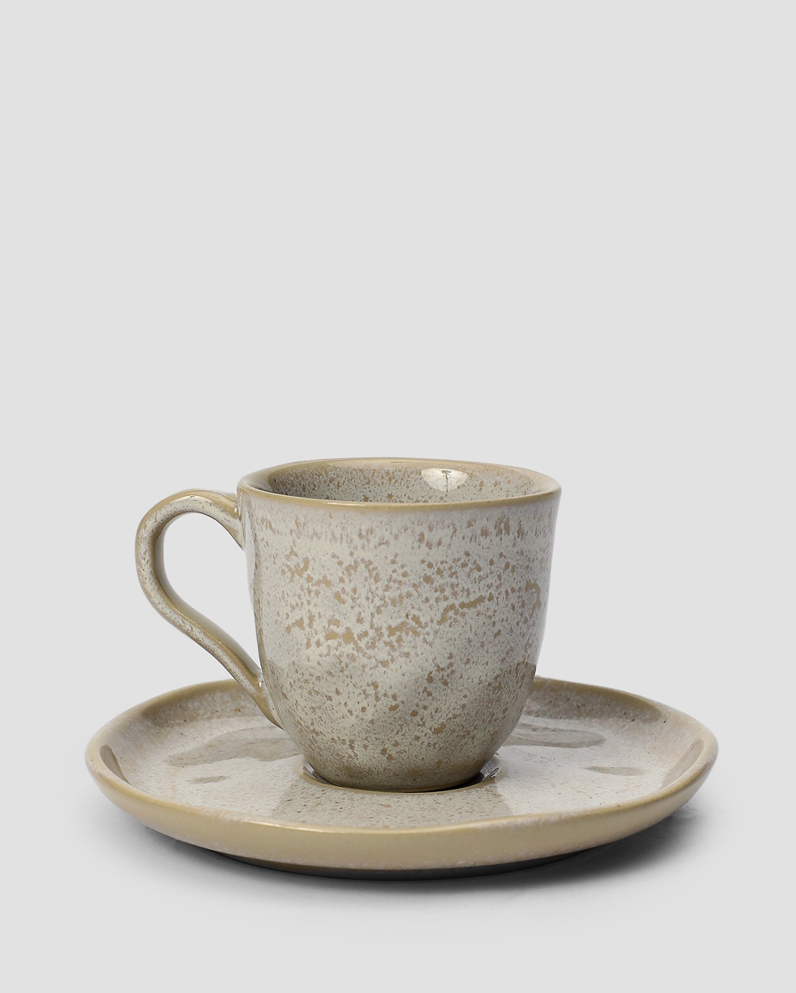 Conjunto xícara de café 4 peças com pires stoneware Latte bege | Porto Brasil