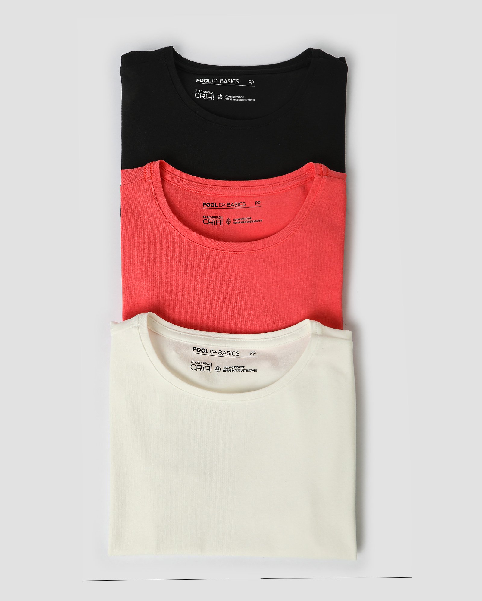 Kit camiseta feminina 3 peças de algodão | Pool Basics