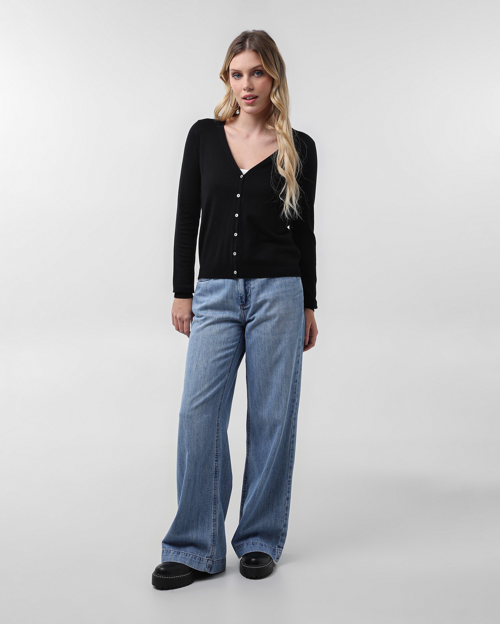 Riachuelo | Kit cardigan feminino 2 peças tricot decote V com
