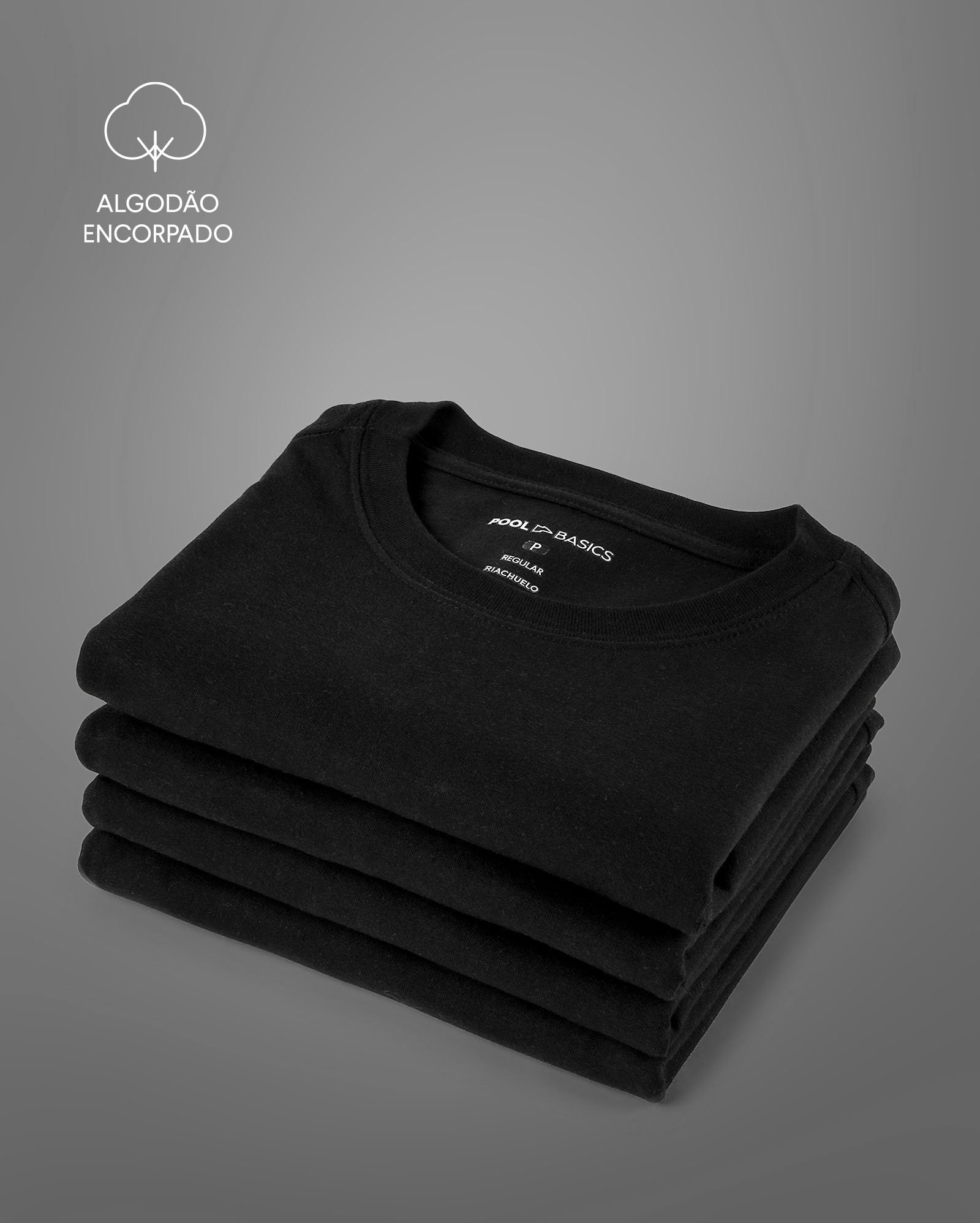 Kit camiseta masculina 4 peças algodão Tech UltraCotton preto