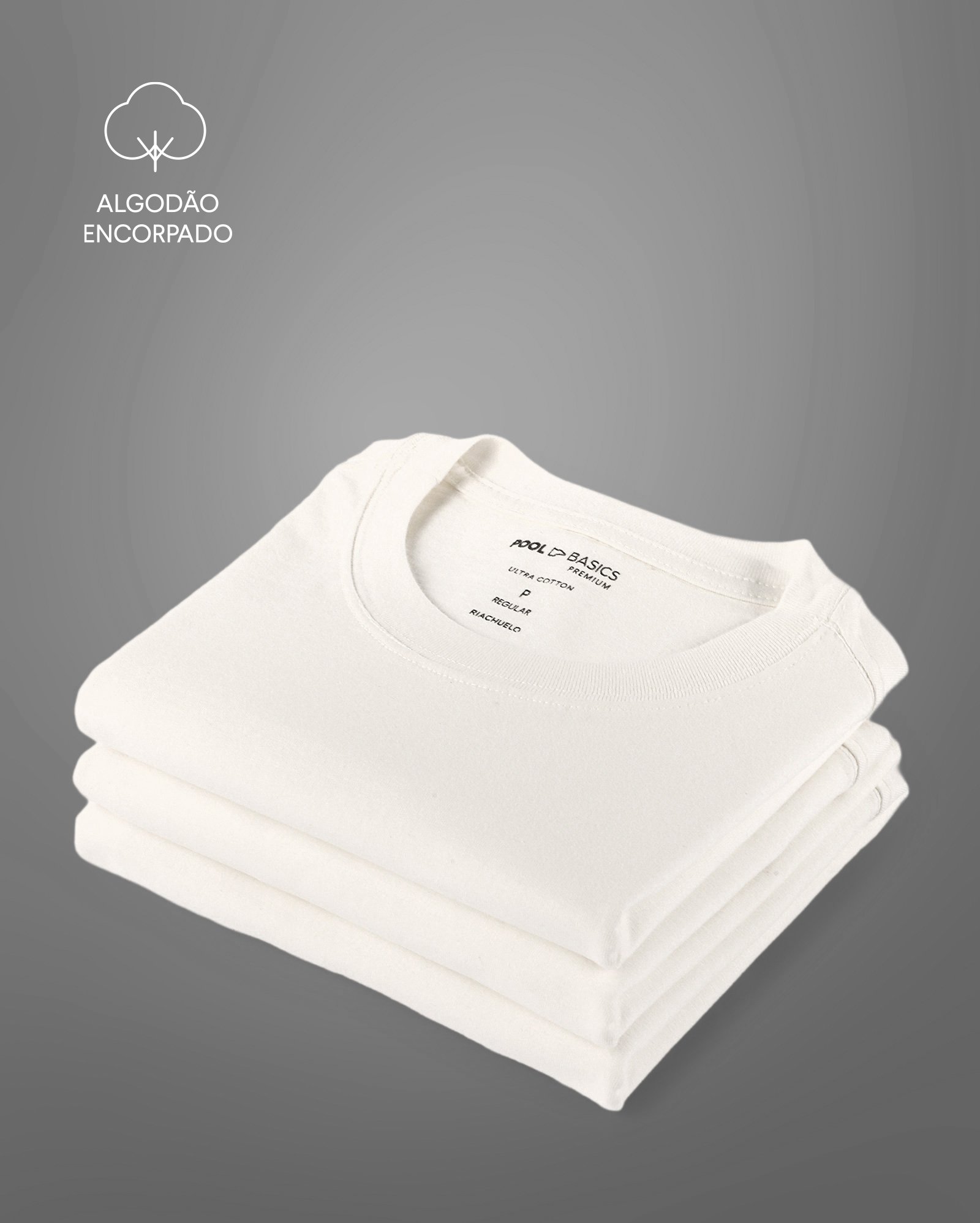 Kit camiseta masculina 3 peças algodão Tech UltraCotton branca