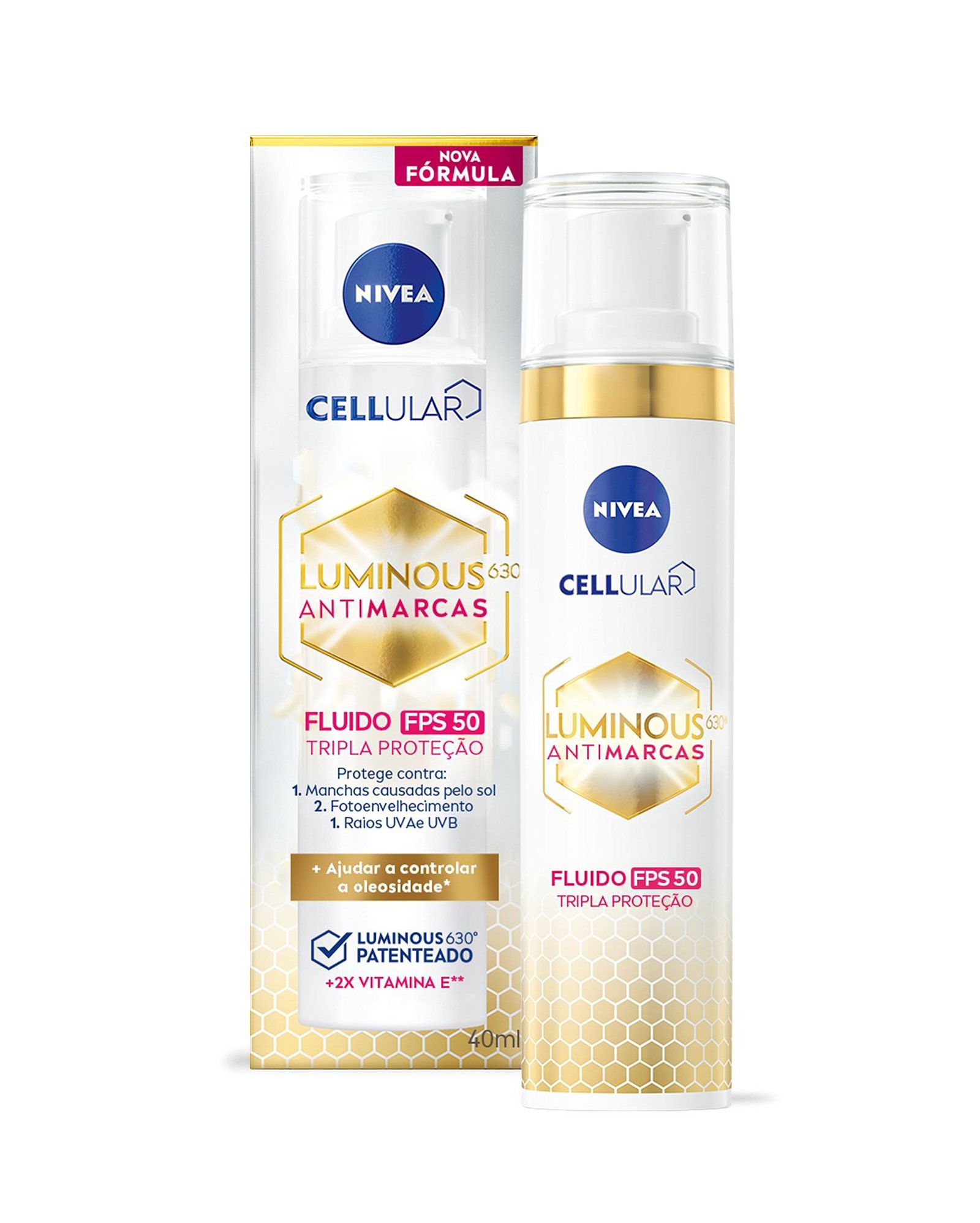 Kit fluído facial FPS50 40ml + sérum facial Cellular Luminous 630º 30ml | Nivea