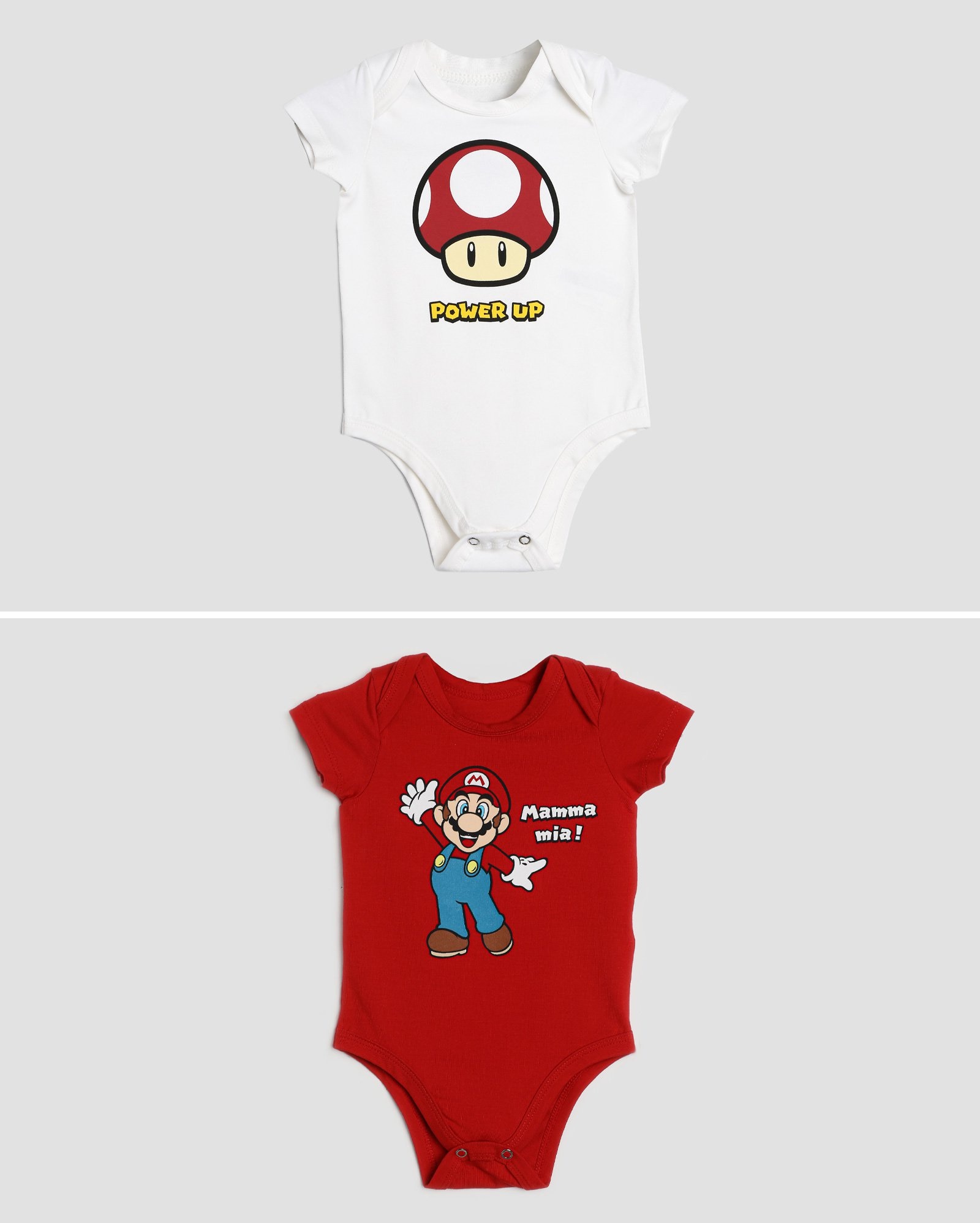 Kit body bebê 2 peças Mario Bros mushroom multicor | FANLAB