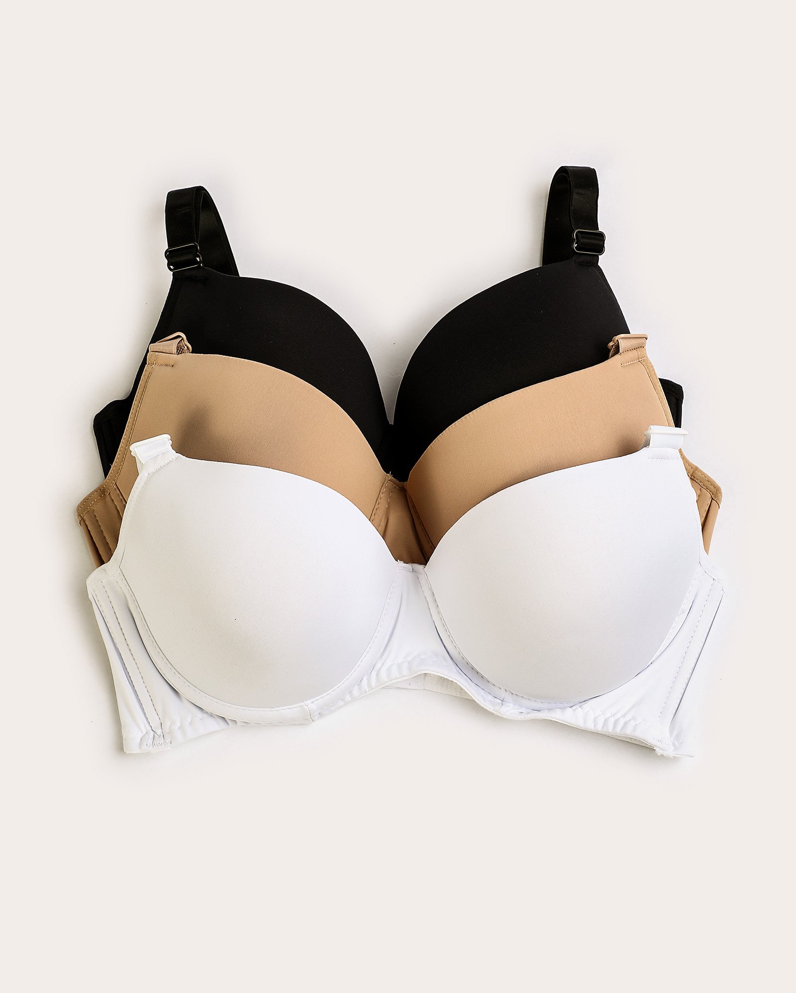Kit sutiã base plus size 3 peças com bojo e alças reguláveis multicor | Riachuelo
