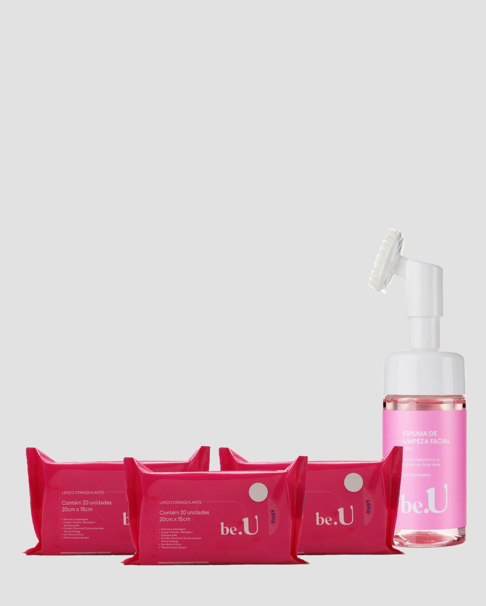 Kit lenço demaquilante 3 pacotes de 20 unidades + sabonete facial aloe vera 100ml | be.U by Riachuelo