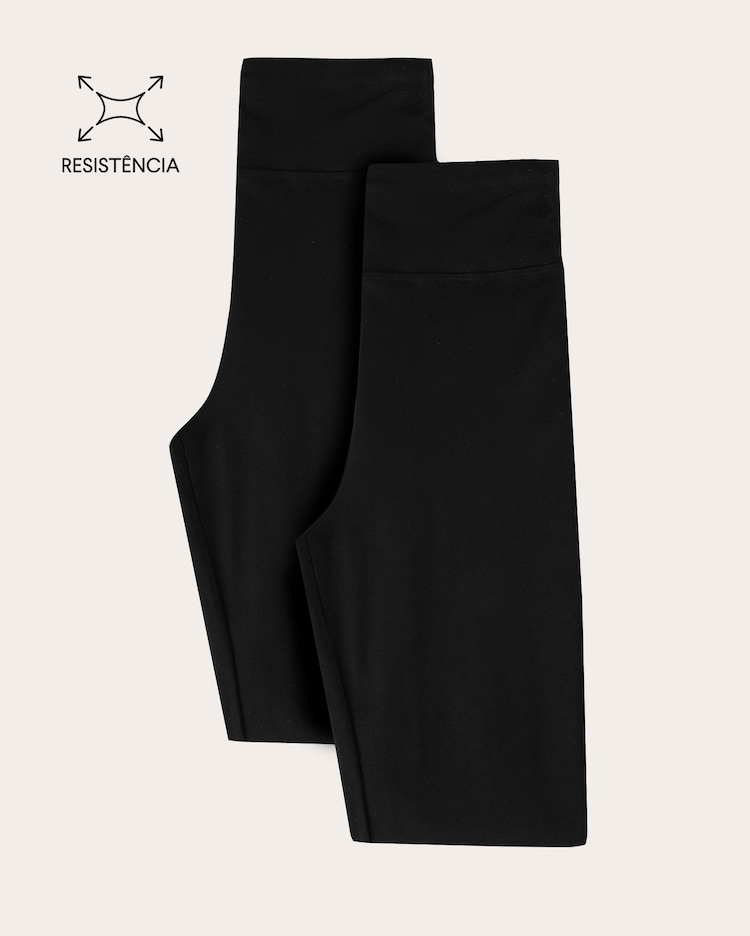 Kit calça esportiva feminina 2 peças flare em poliamida preta | Body Work – P – Body Work
