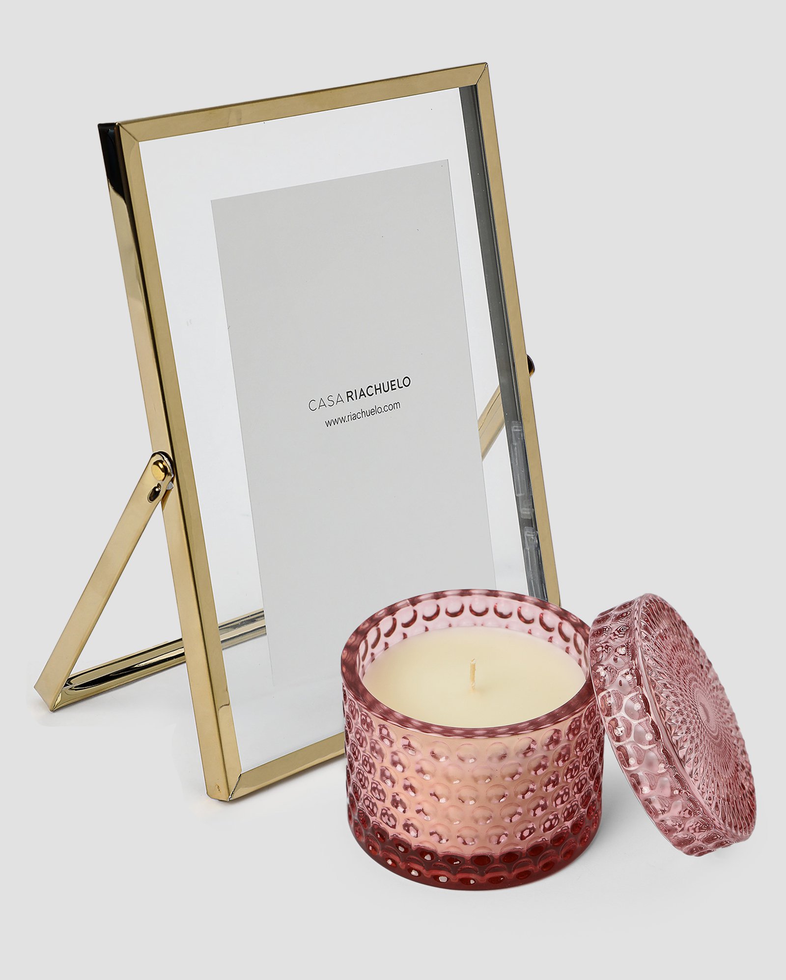 Kit porta-retrato retangular minimal 10x15cm + vela aromática pote com tampa holy berry 160g multicor | Casa Riachuelo