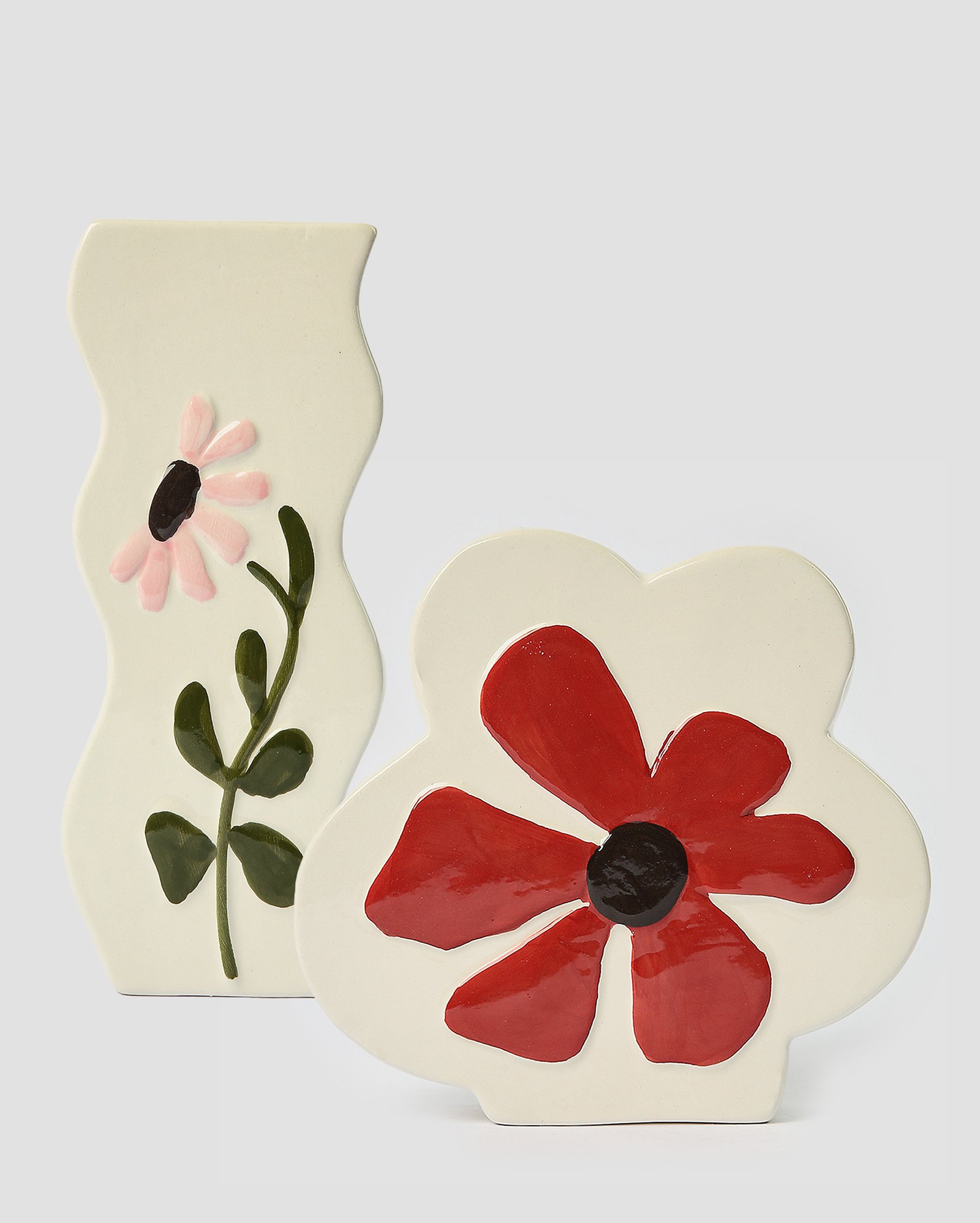 Kit vaso de cerâmica P Clara 17x18x5cm + vaso M 23x10x5,5cm bege | Casa Riachuelo