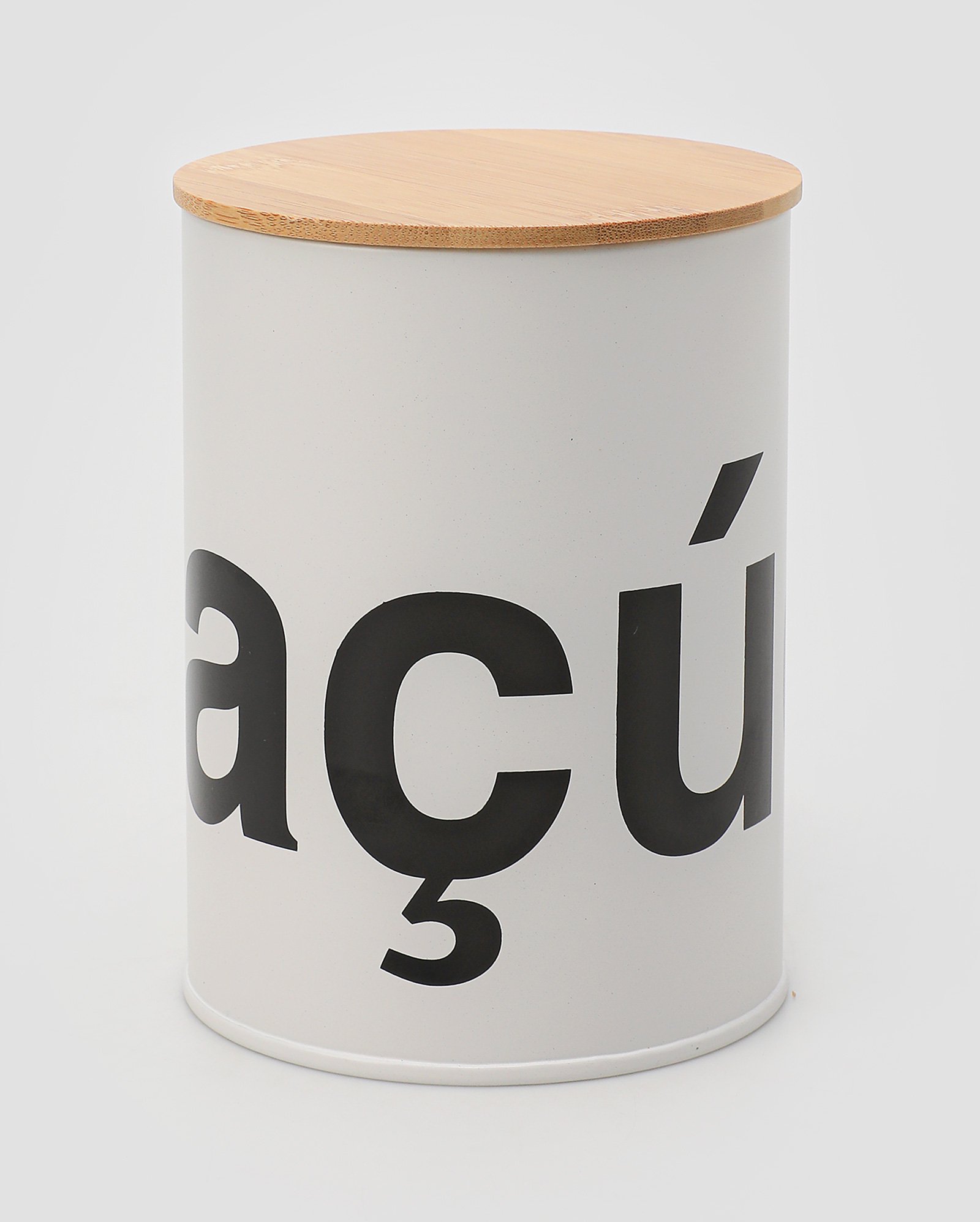 Kit lata de sal 9,5x6,5cm + lata de açúcar 11x15cm + lata de café 11x15cm + lata de biscoito 13,5x17,5cm + lata para pasta 11x27cm aço e bambu multicor | Casa Riachuelo