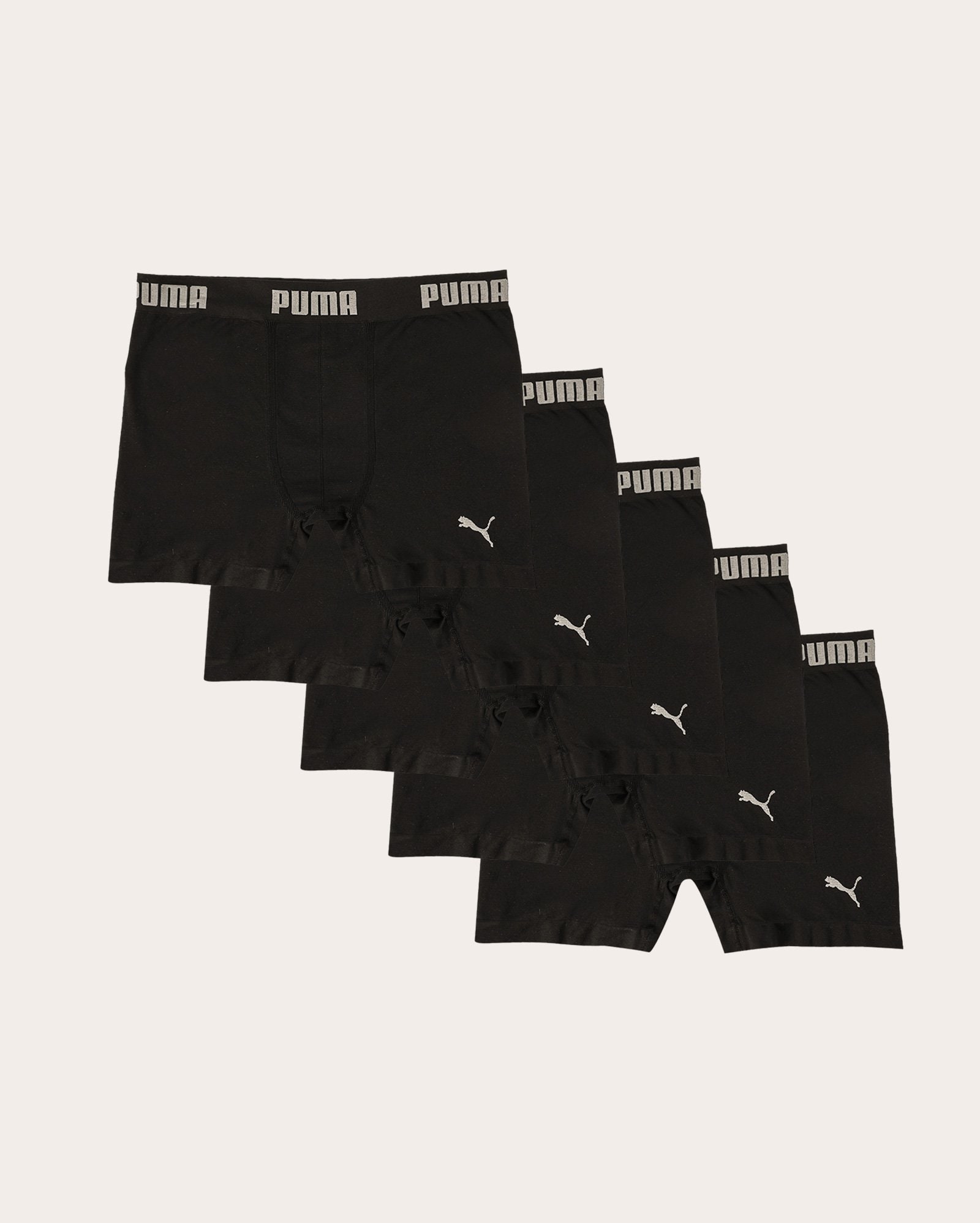 Kit cueca boxer 5 peças elástico logo preta | Puma