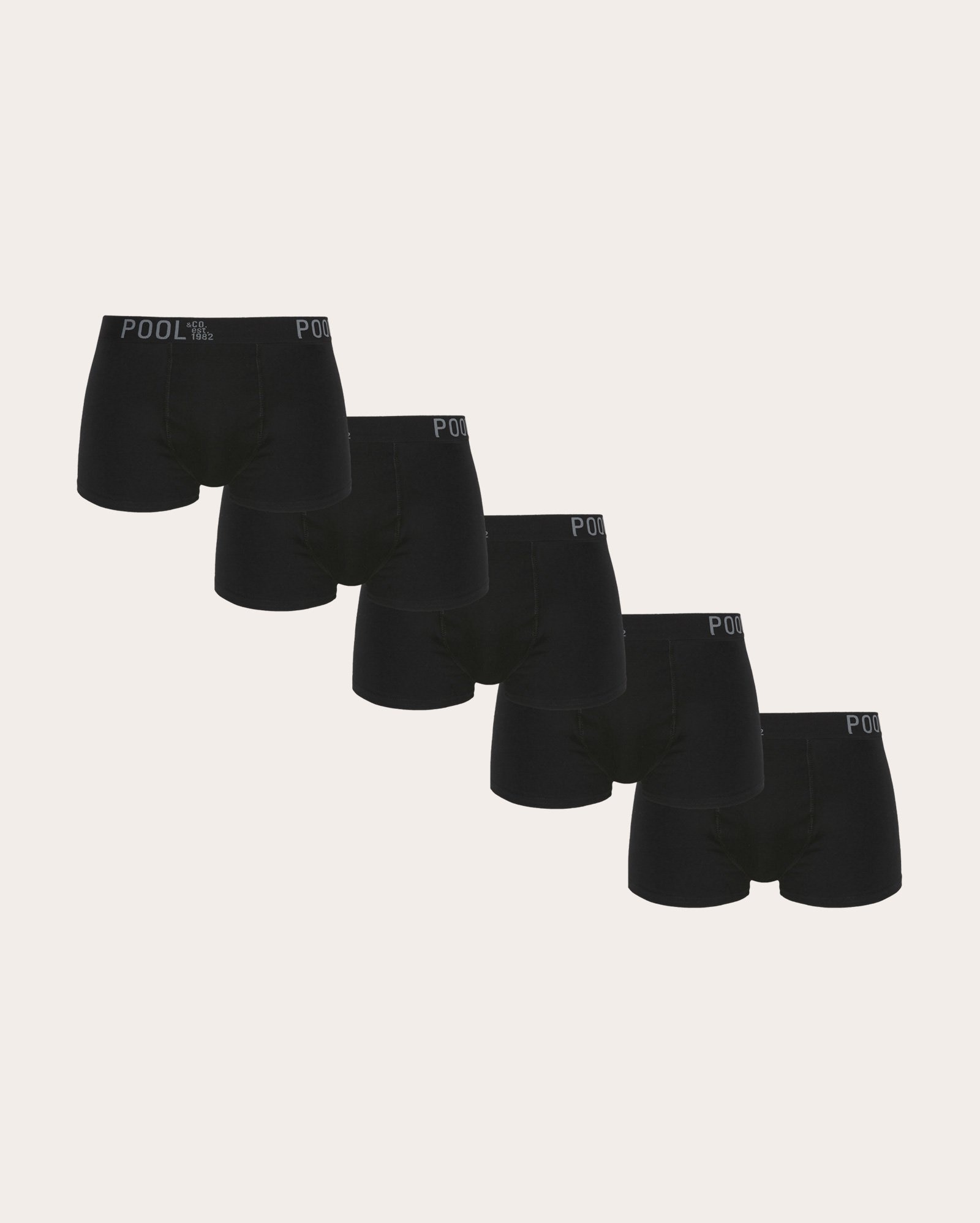 Kit cueca boxer 5 peças masculina malha preta | Pool