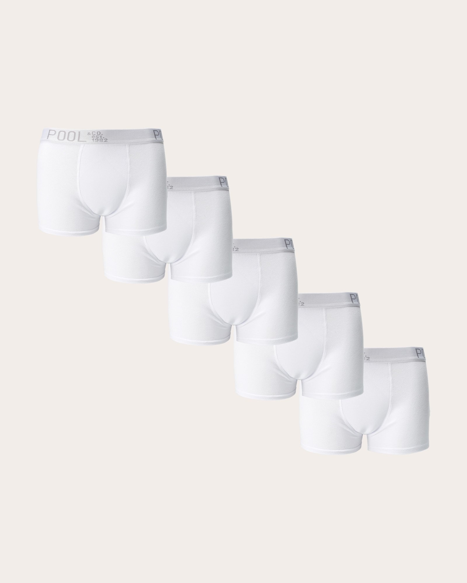 Kit cueca boxer 5 peças masculina malha branca | Pool