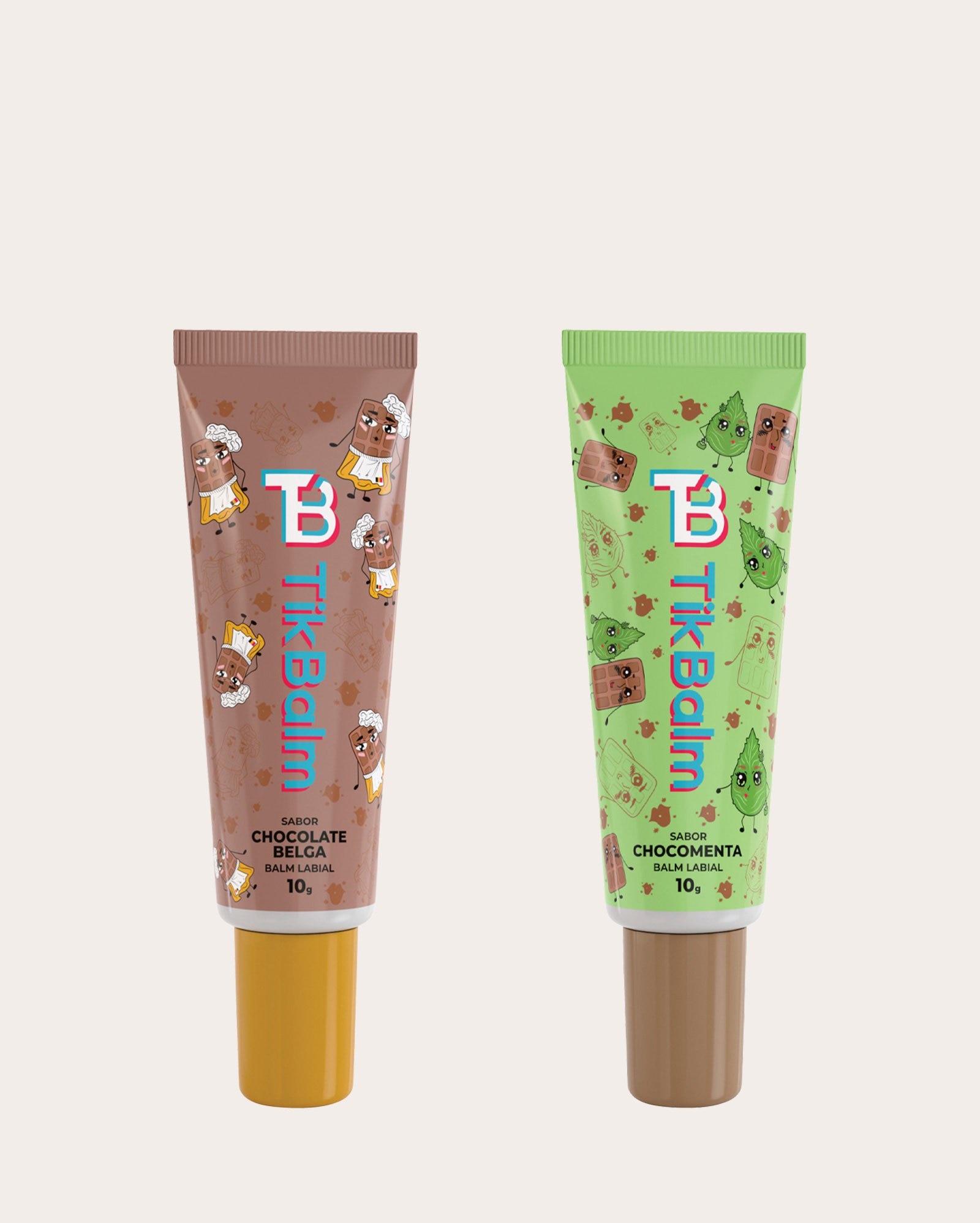 Kit balm labial 2 itens chocomenta chocobelga 10g cada | TikBalm