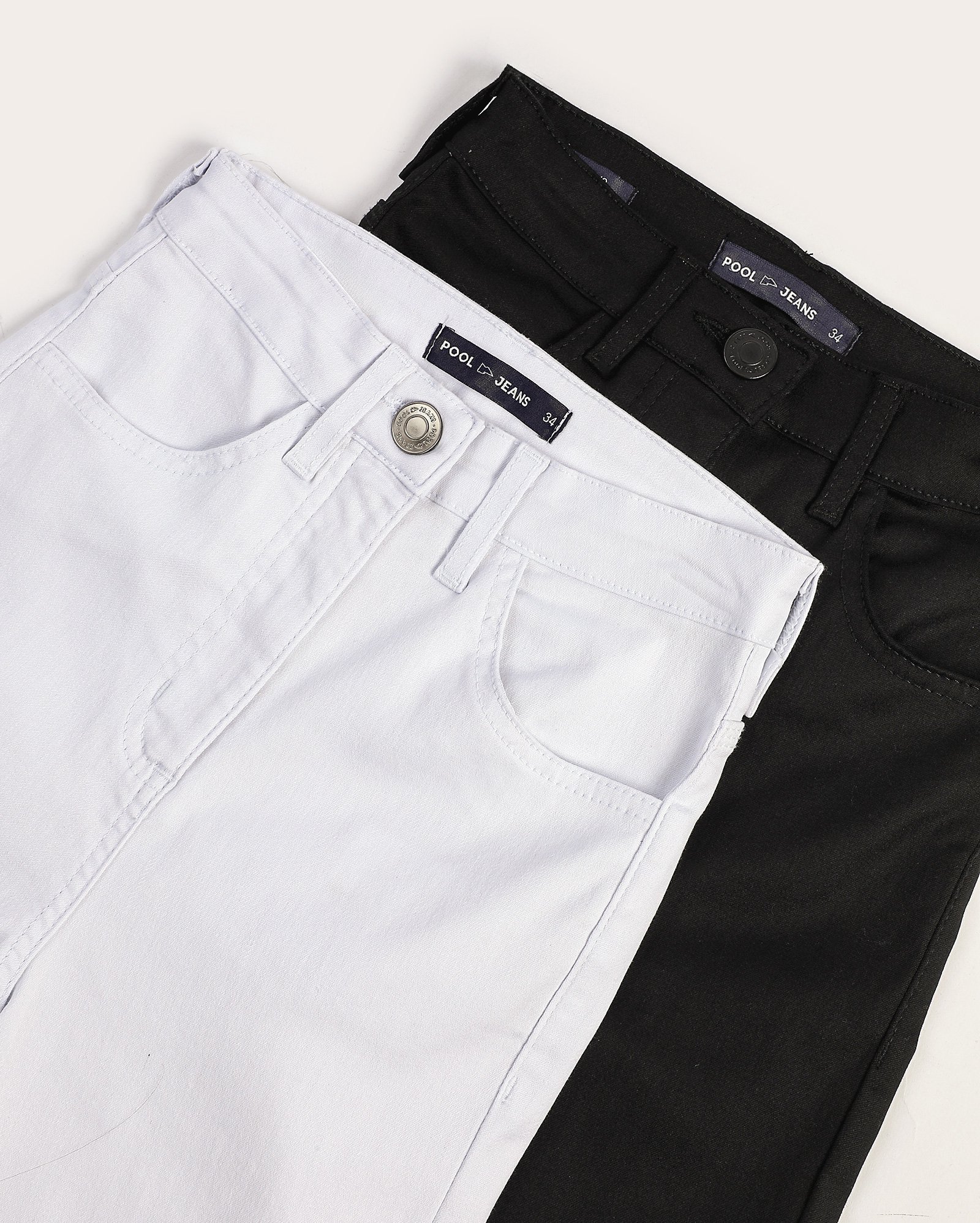 Kit calça sarja feminina 2 peças skinny cintura alta multicor | Pool Jeans