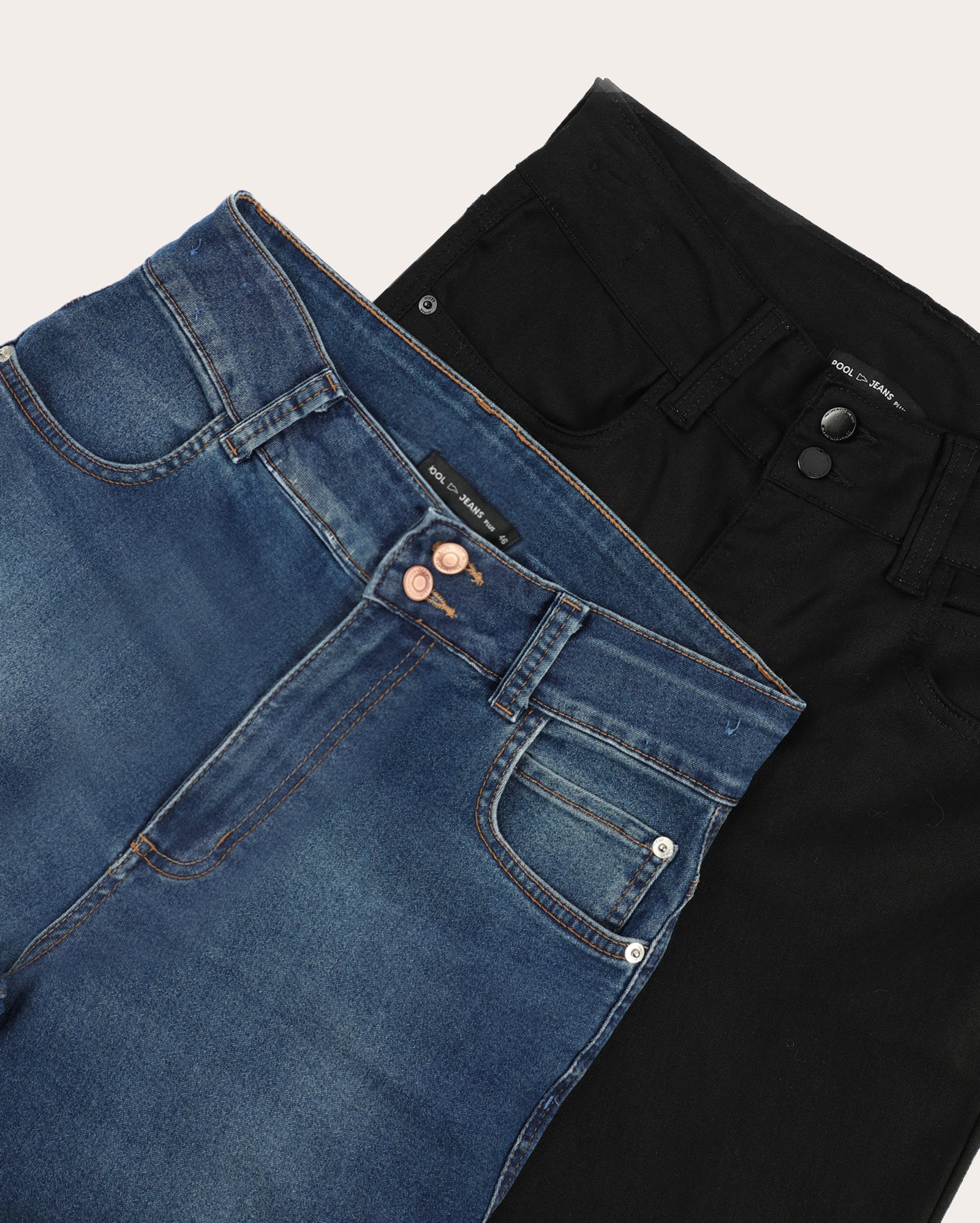 Kit calça jeans plus size feminina 2 peças em skinny multicor | Pool Jeans