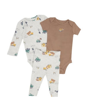 Enxoval bebê conjunto longo 3 peças construção + caixa de presente P nuvens multicor | Carter's