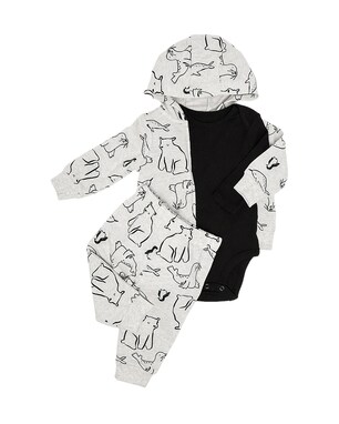 Enxoval bebê conjunto longo 3 peças com capuz bichinhos + caixa de presente M multicor | Carter's
