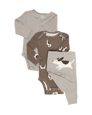 Enxoval bebê conjunto longo 3 peças cachorros + caixa de presente P nuvens multicor | Carter's