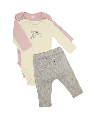 Enxoval bebê conjunto longo 3 peças ratinho + caixa de presente P nuvens multicor | Carter's