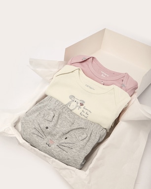 Enxoval bebê conjunto longo 3 peças ratinho + caixa de presente P nuvens multicor | Carter's